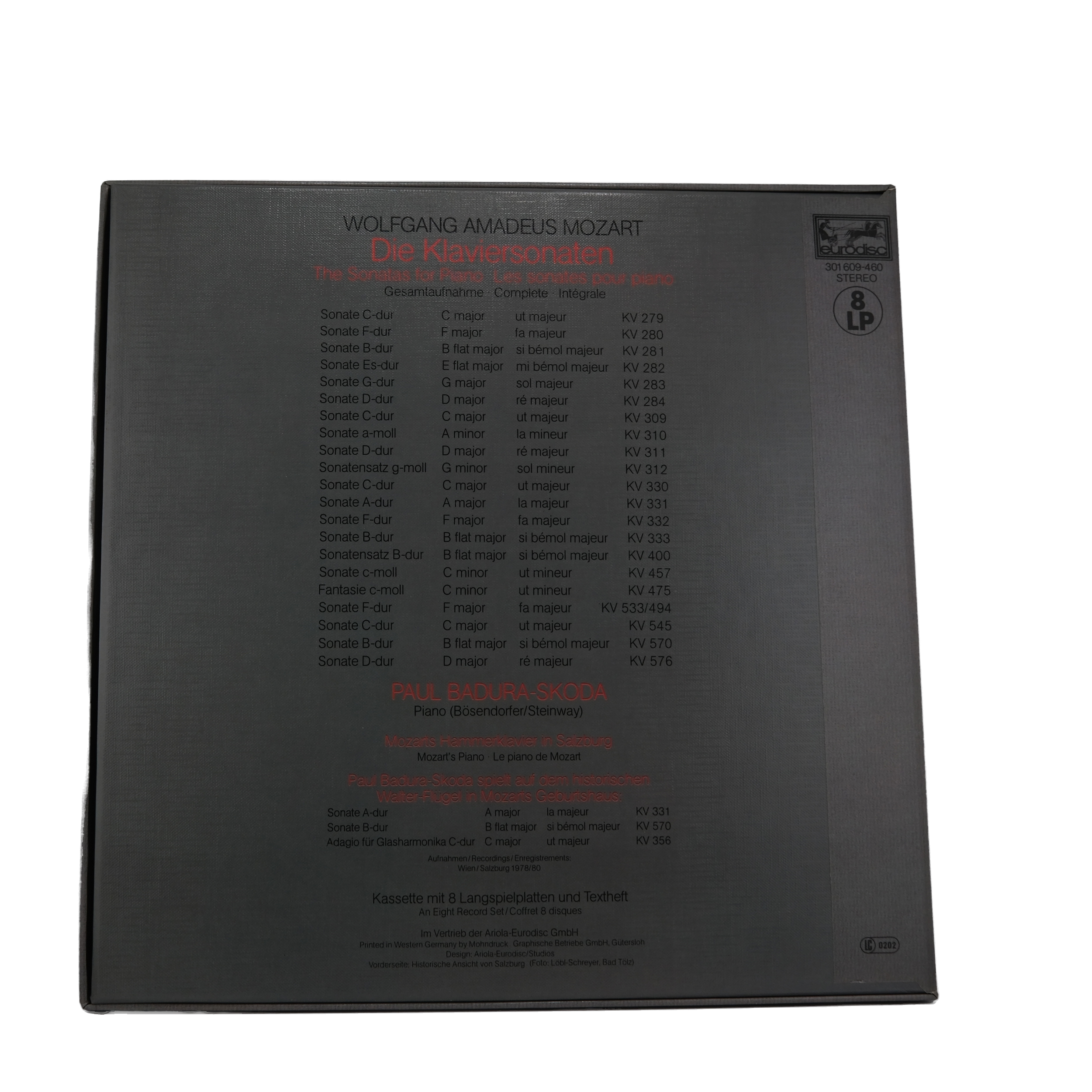 Mozart, Paul Badura Skoda, Les Sonates pour Piano, 1984 – Image 2