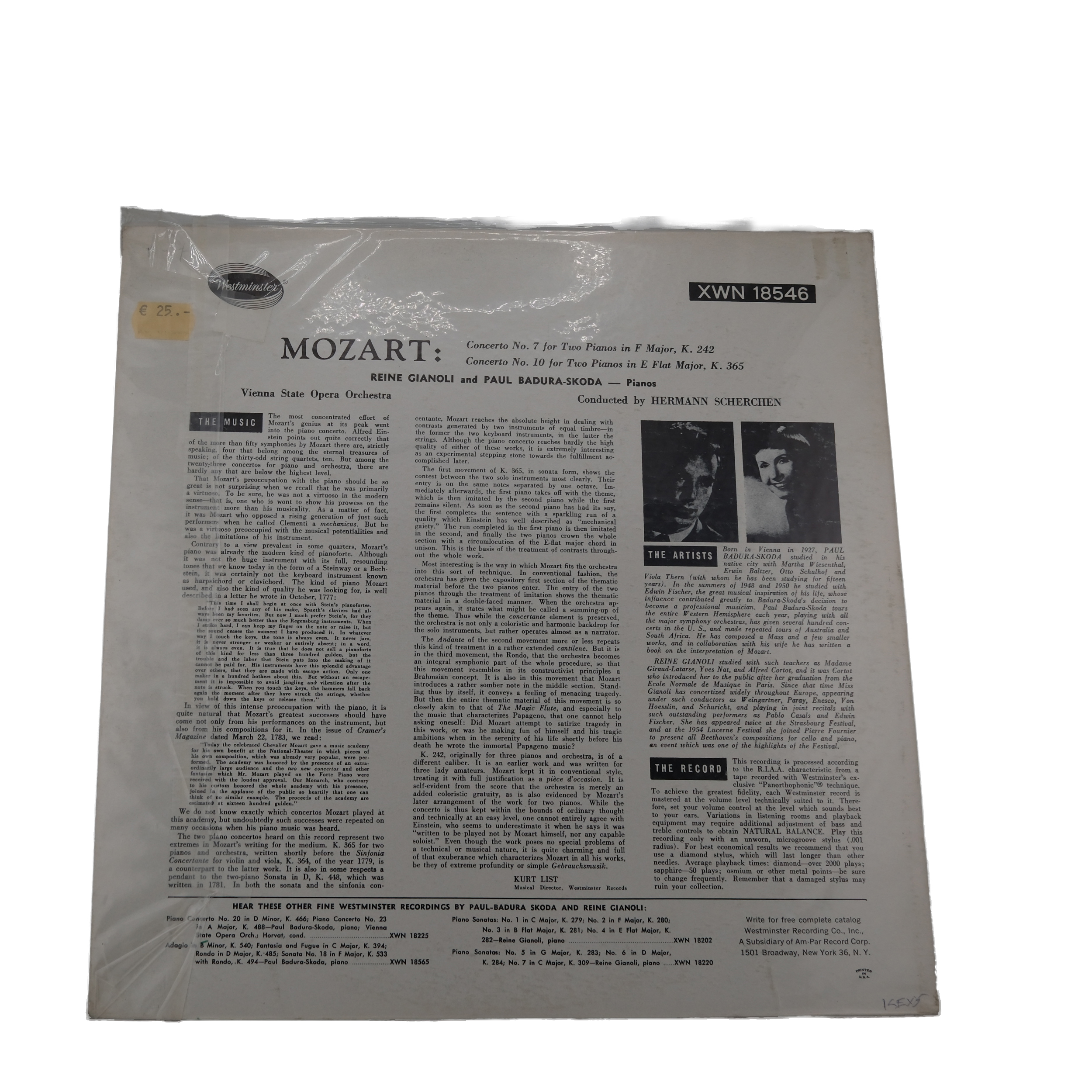 Mozart Concerto No.10 & No.7 Scherchen 1957 Westminster