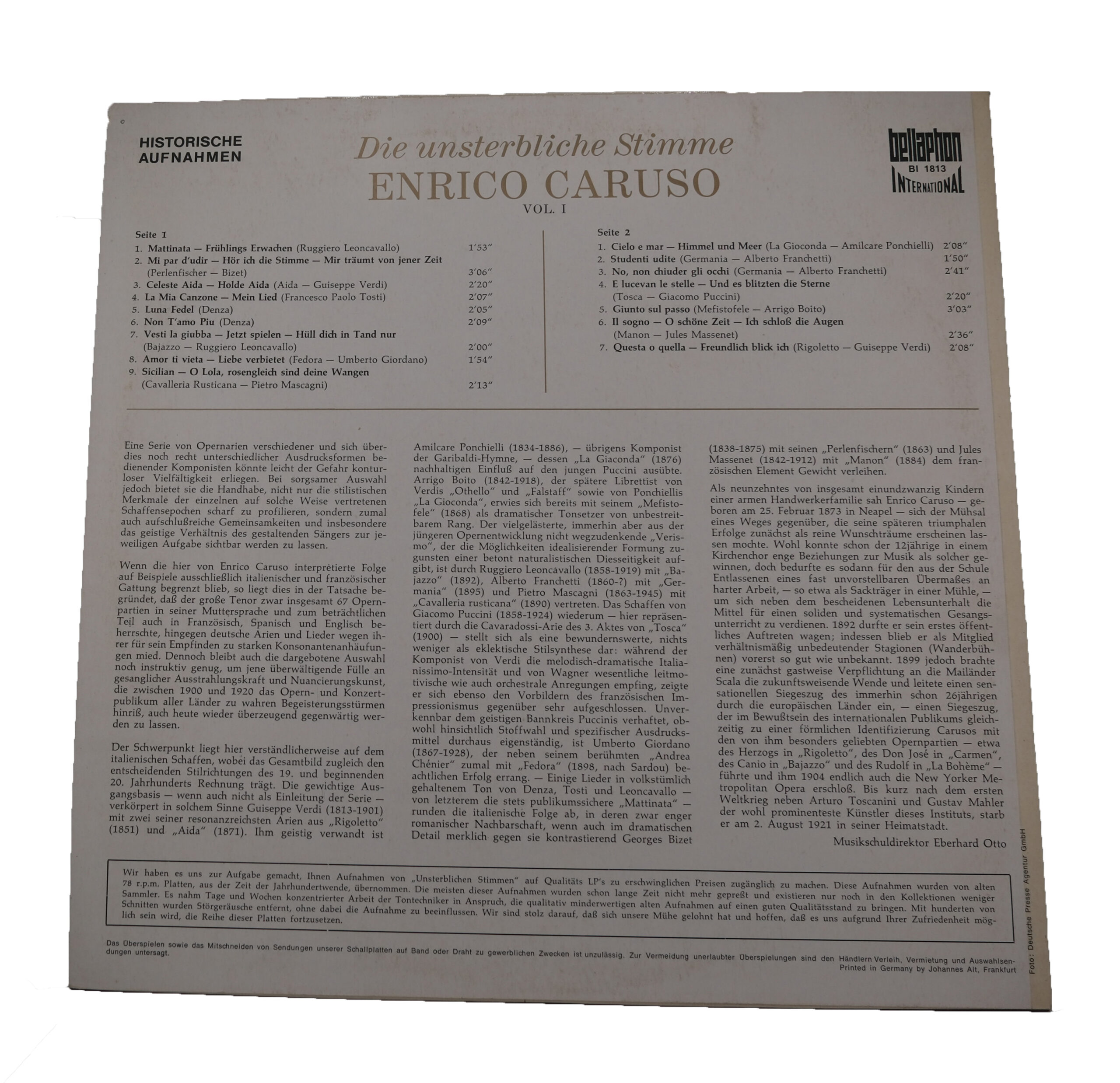 Enrico Caruso - La voix immortelle Vol. I (1972) – Image 2