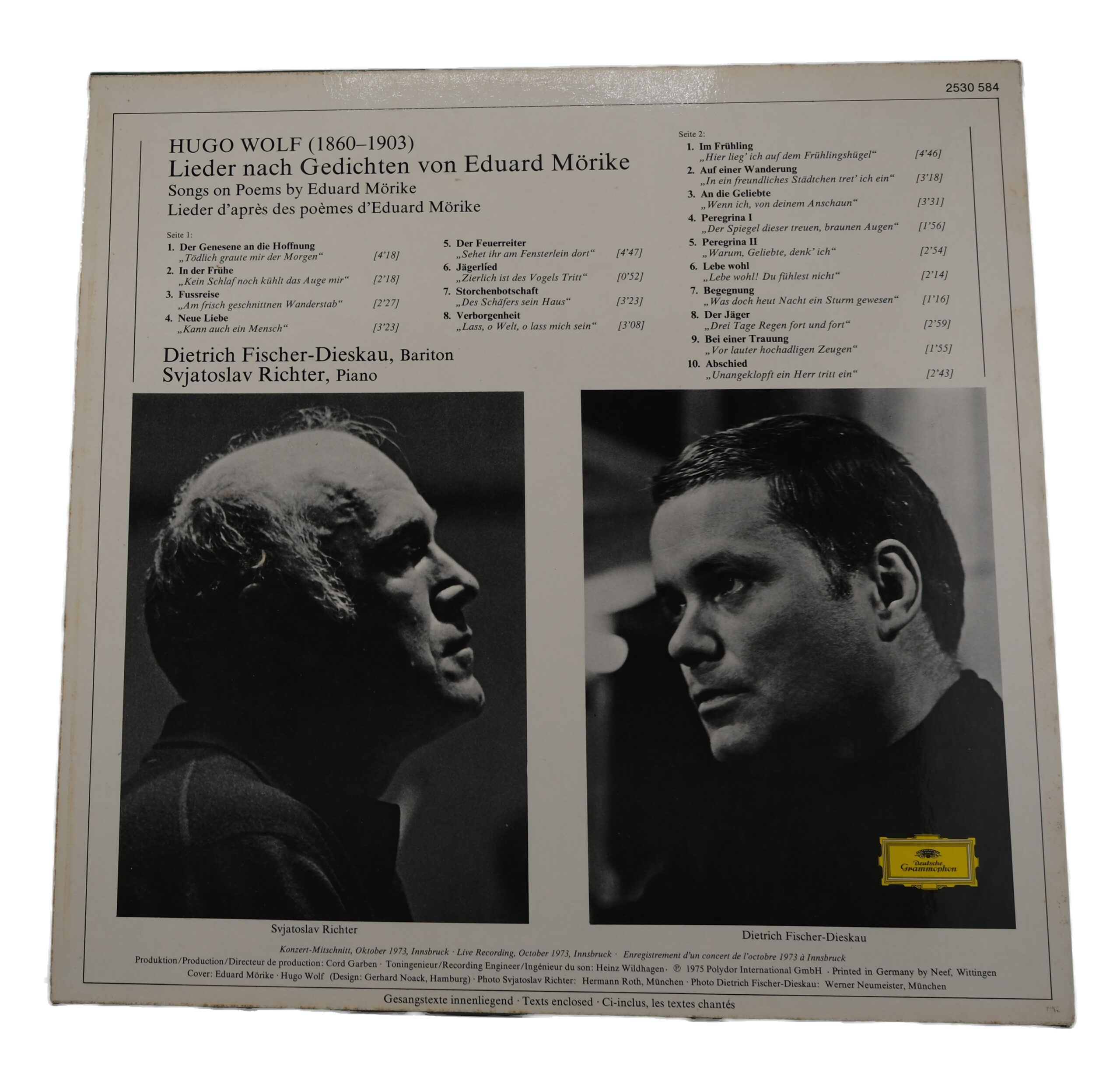 Hugo Wolf Lieder von Mörike 1975 Deutsche Grammophon Stereo – Image 2