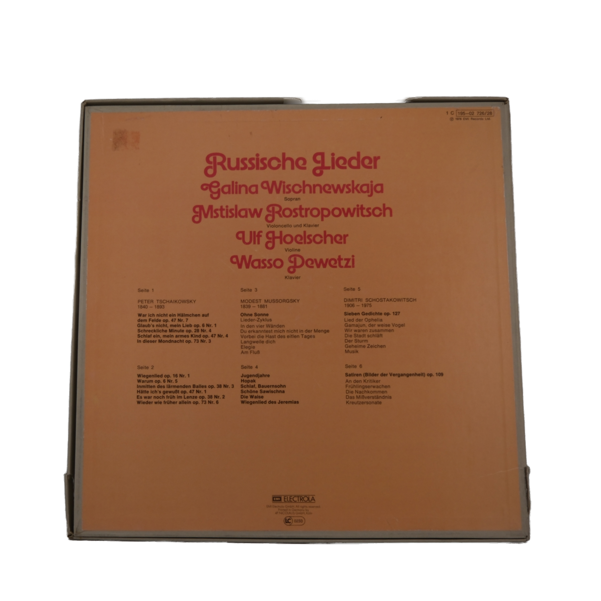 Tshaikowsky, Wischnewskaja - Chansons Russes, 1976 – Image 2
