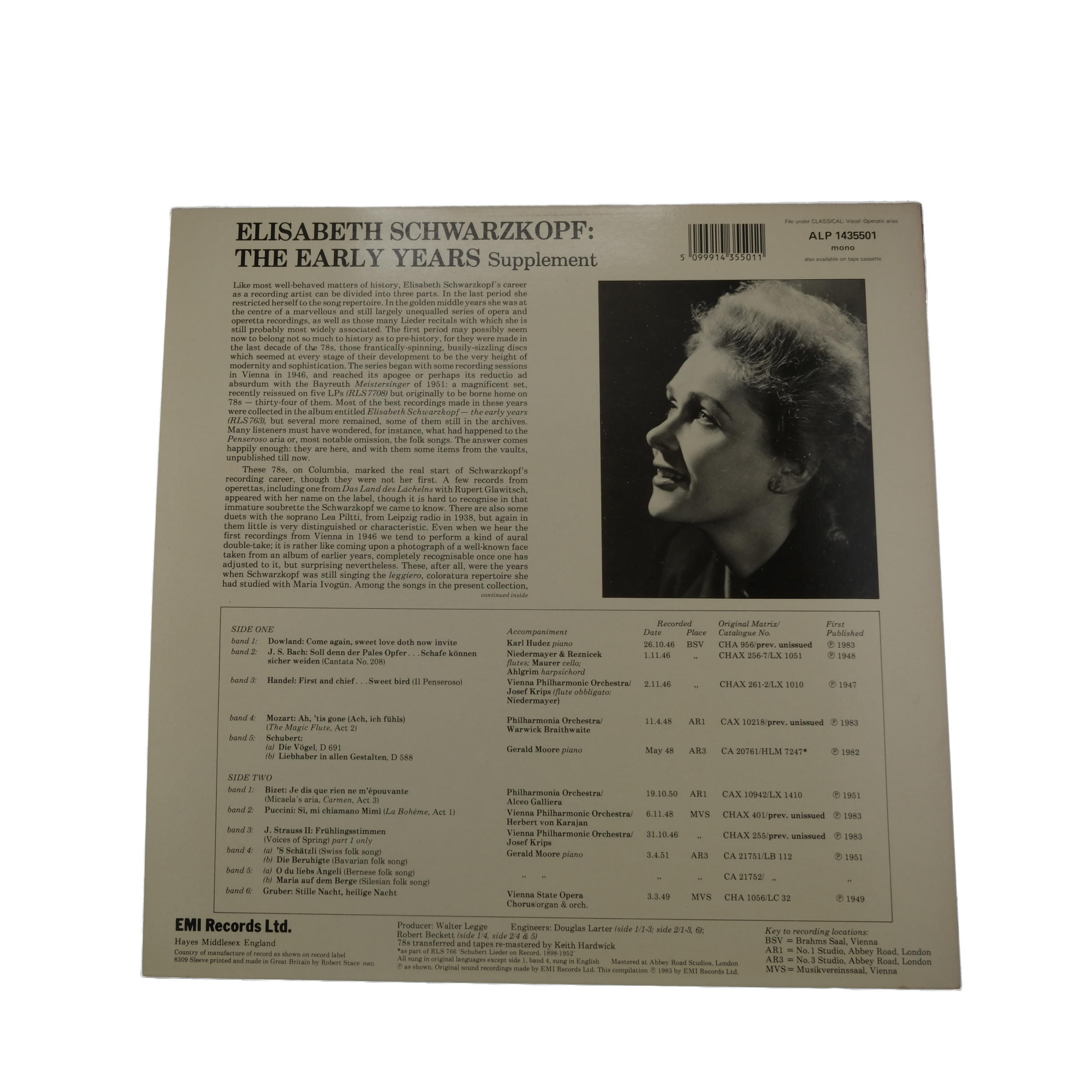 Come Again - Elisabeth Schwarzkopf - 1983 - His Master's Voice – Image 2