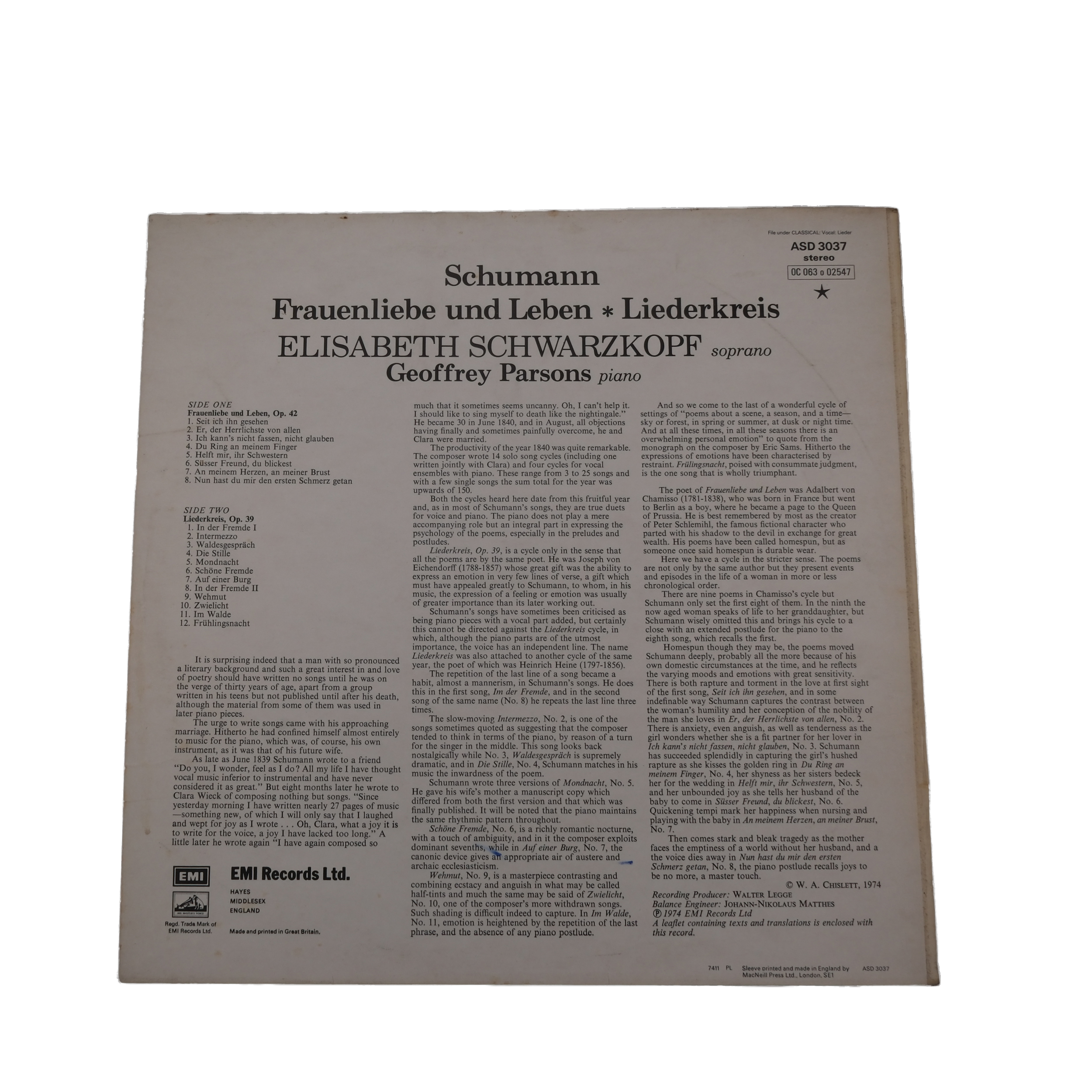 Schumann: Frauenliebe Op.42 / Liederkreis Op.39, 1974, Schwarzkopf – Image 2