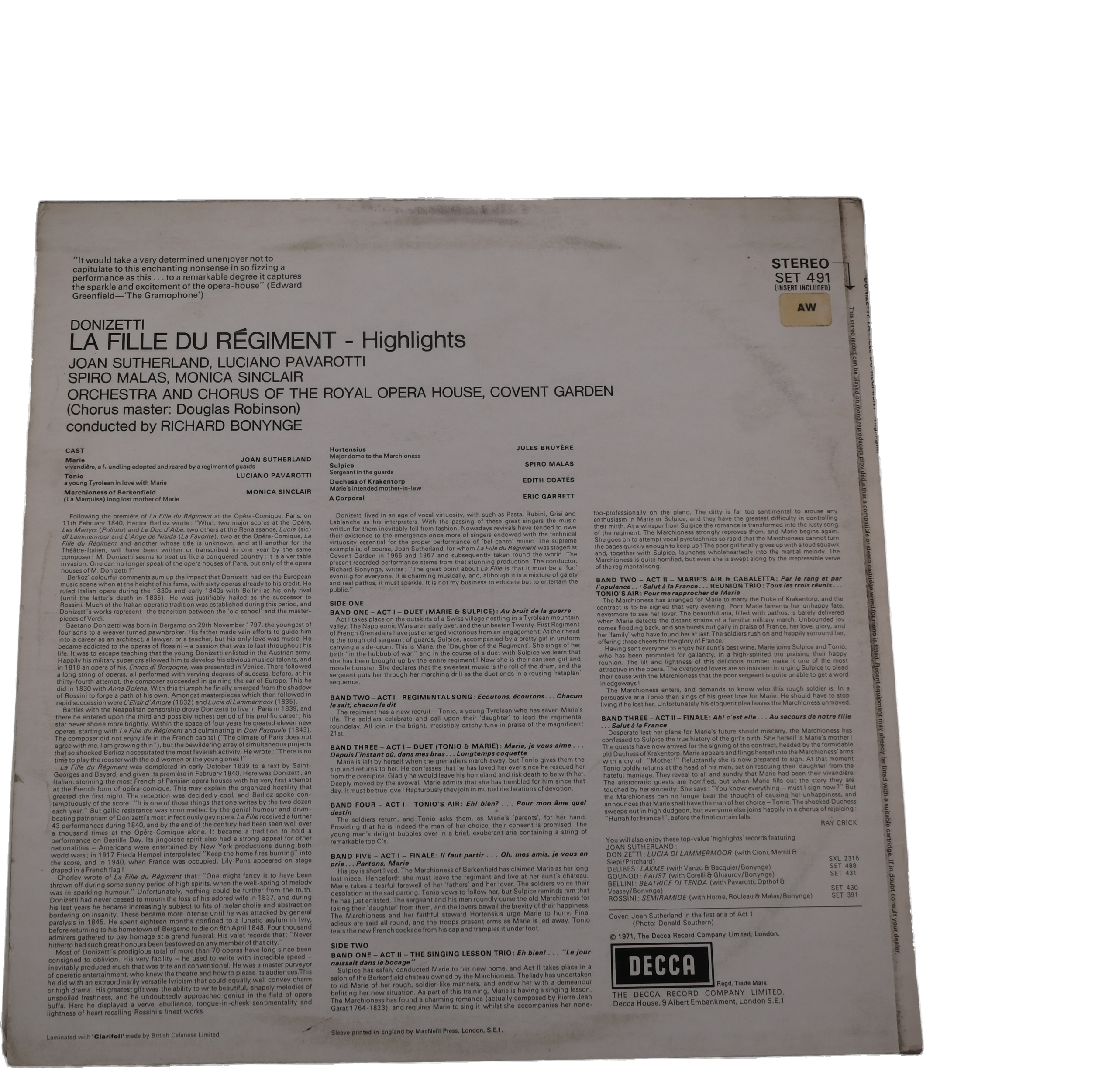 Donizetti - Bonynge - Decca 1971 - Sutherland, Pavarotti – Image 2