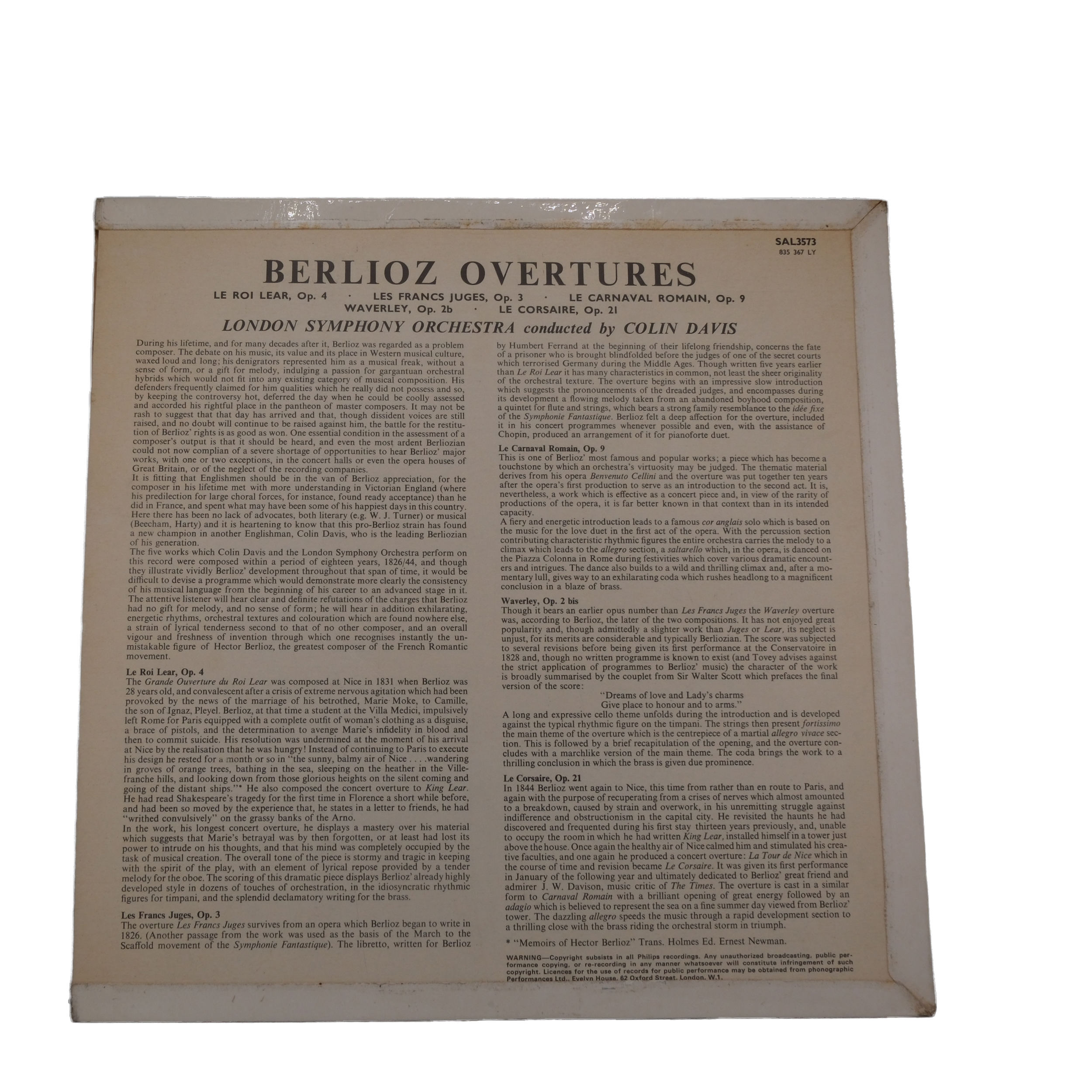 Berlioz, Colin Davis, Ouvertures, 1966, London Symphony – Image 2