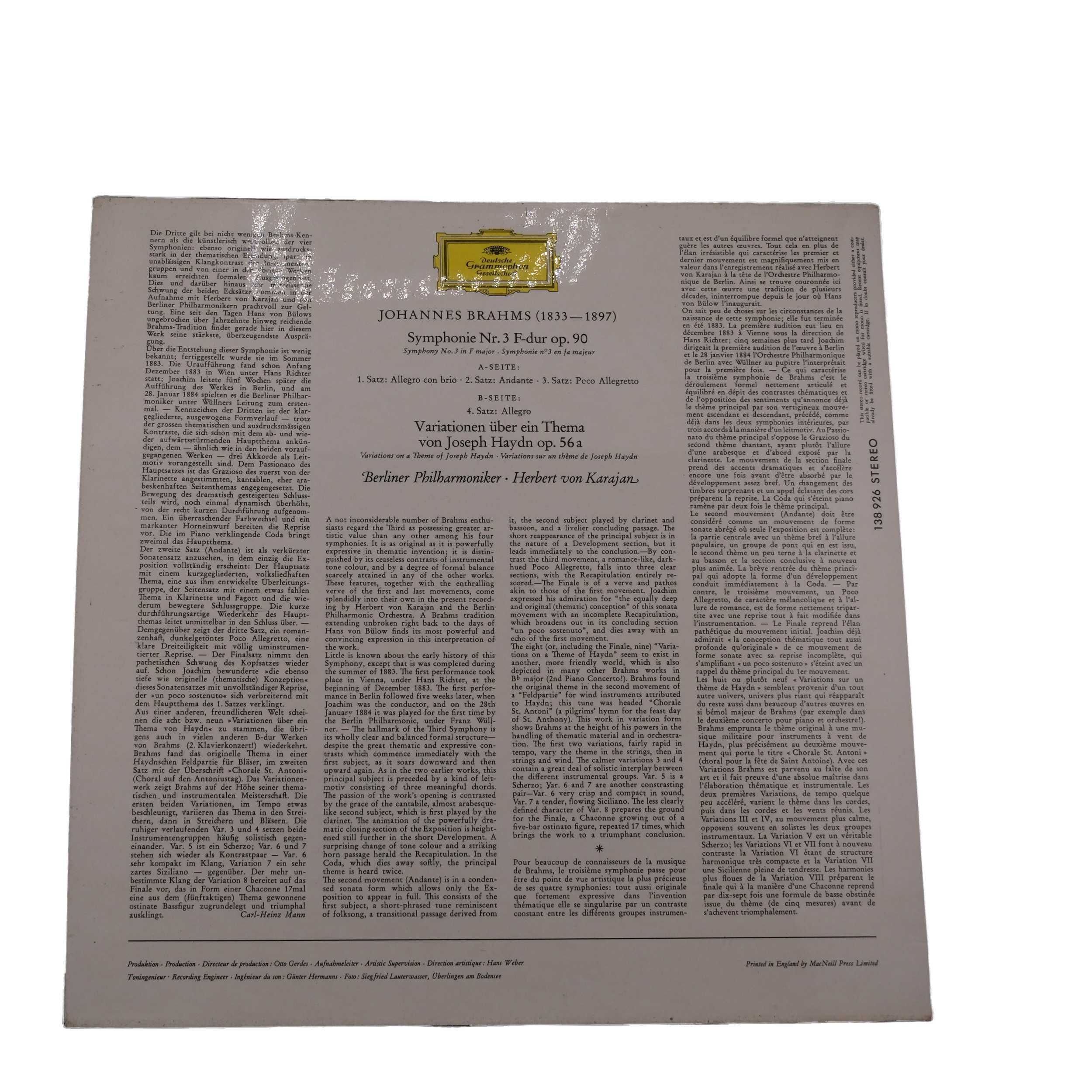 Brahms - Karajan: Symphonie Nº3 & Variations Haydn 1965 – Image 2