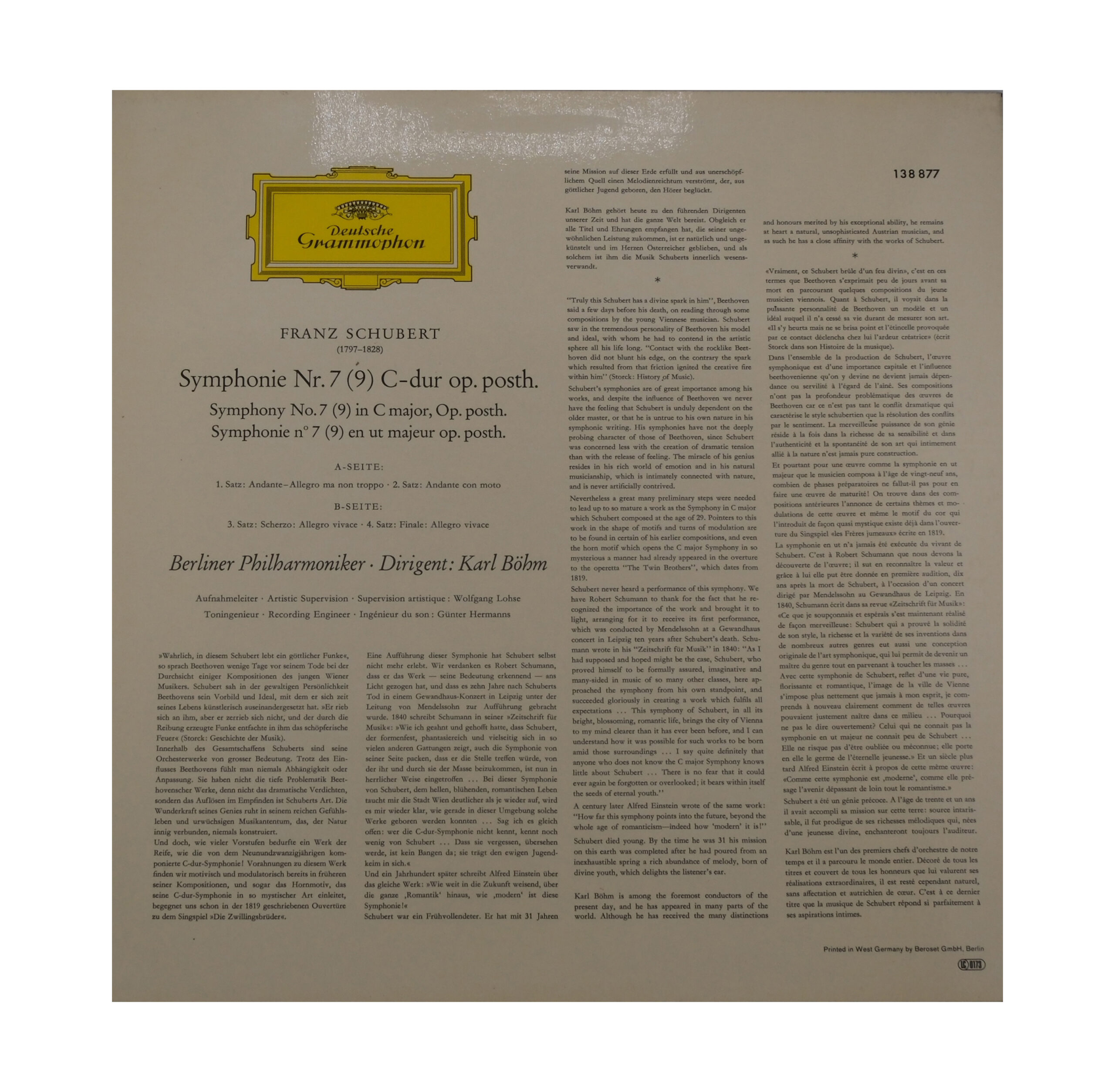 Schubert: Symphonie Nr.7 (9) Op. Posth., Böhm, 1963 – Image 2