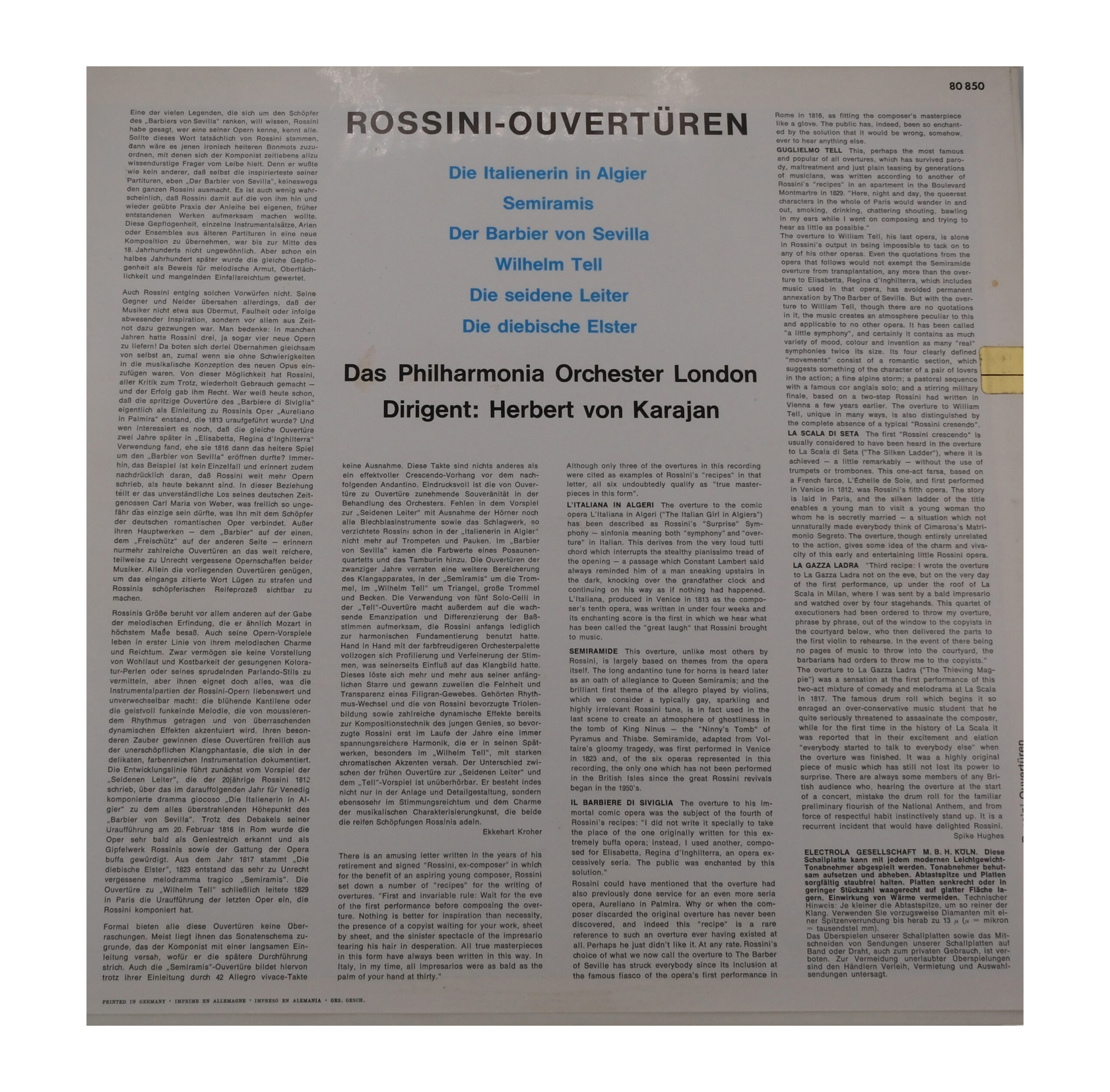 Rossini Ouvertüren Karajan Stereo Die Stimme Seines Herrn