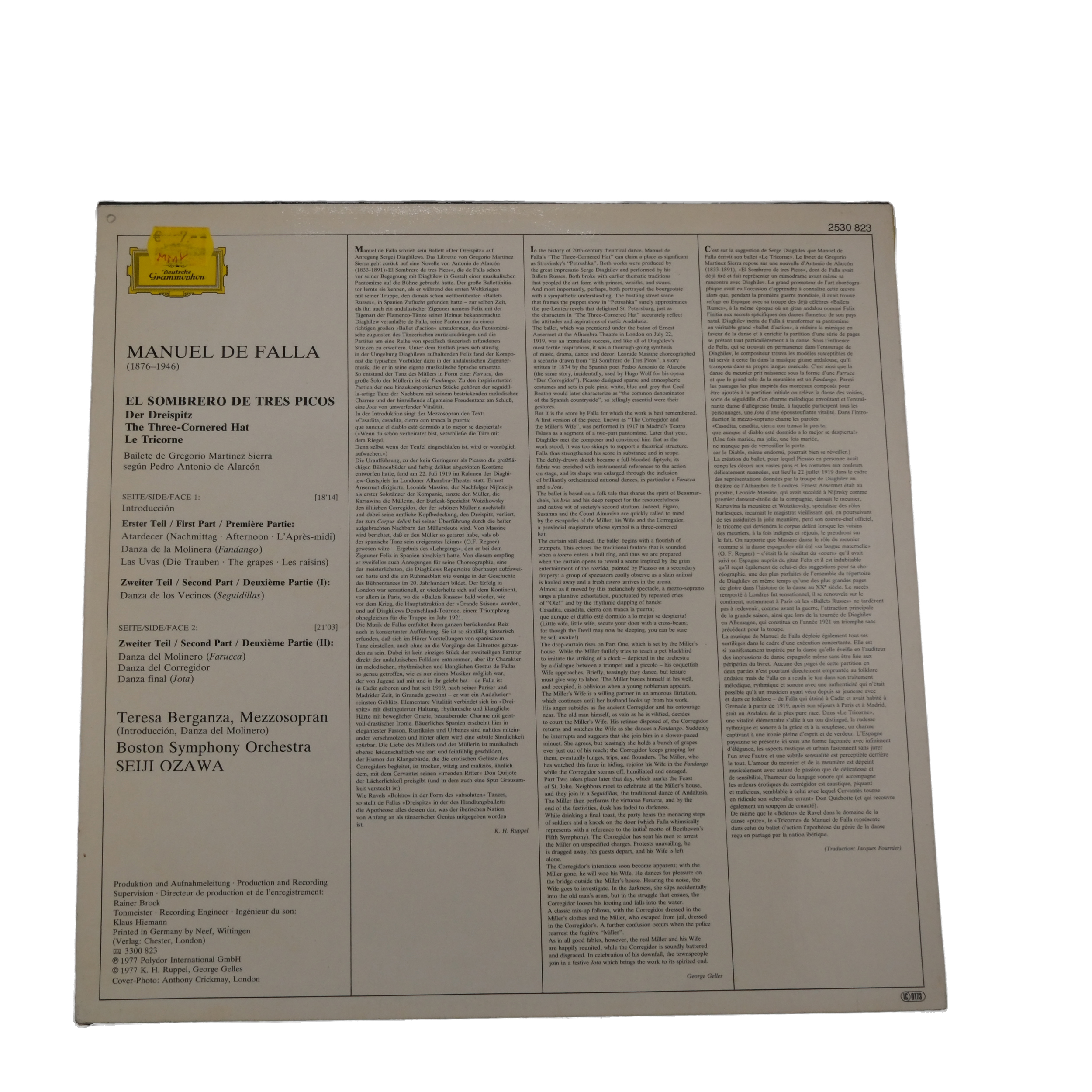 Manuel de Falla, Seiji Ozawa, Le Tricorne, 1977, Berganza – Image 2