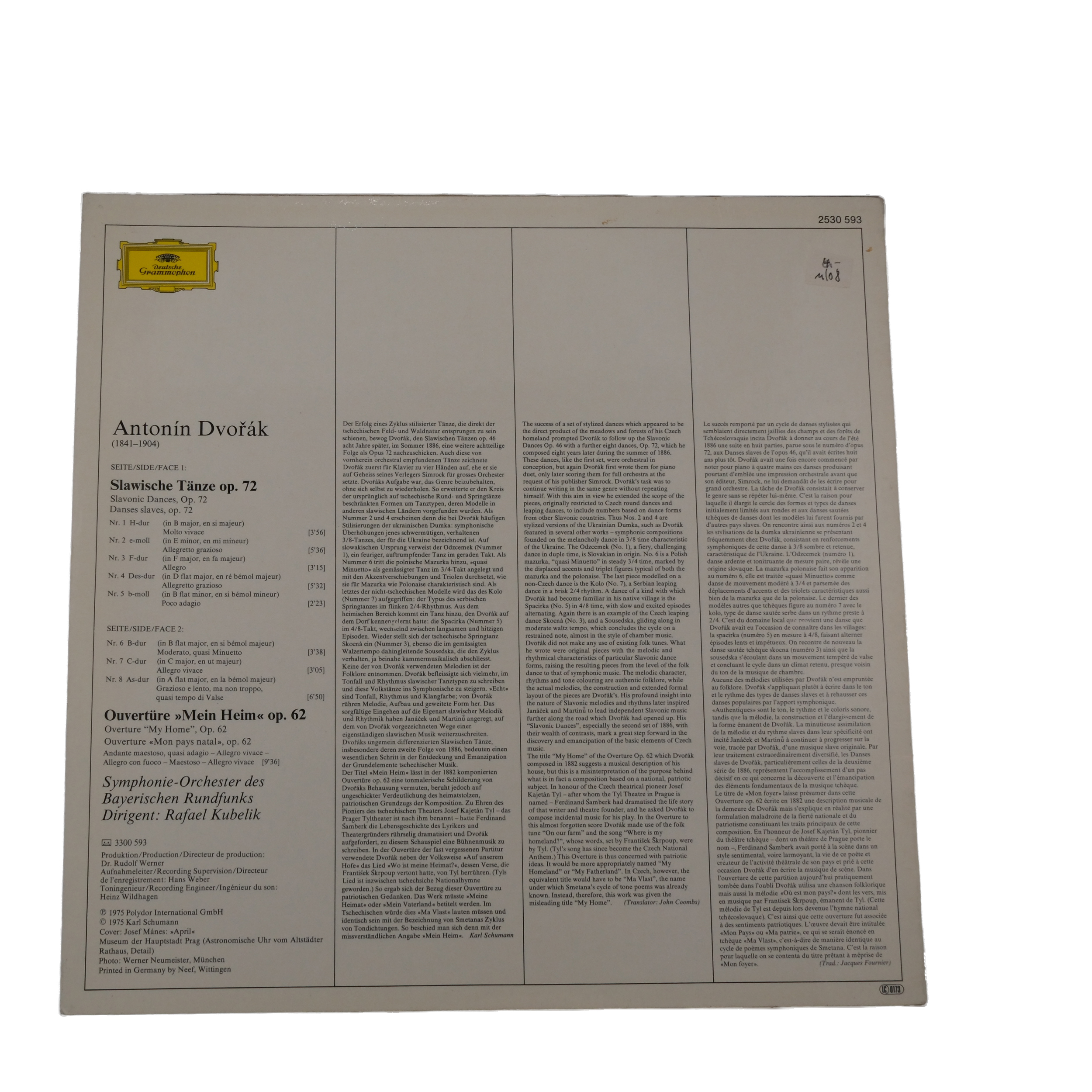 Dvořák Slawische Tänze Kubelik 1975 Deutsche Grammophon