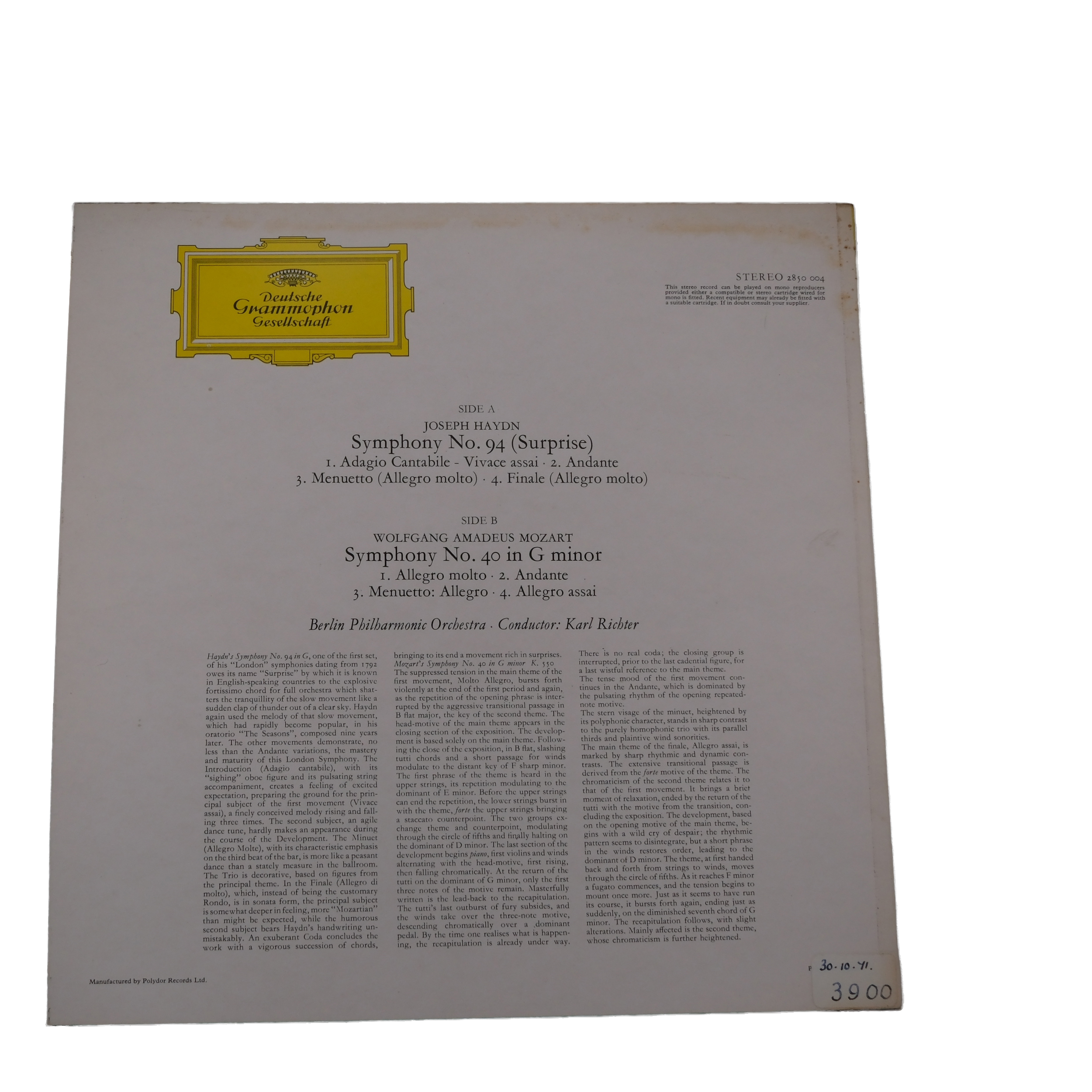 Haydn, Mozart, Karl Richter Dirige, Symphonies 94 & 40 – Image 2