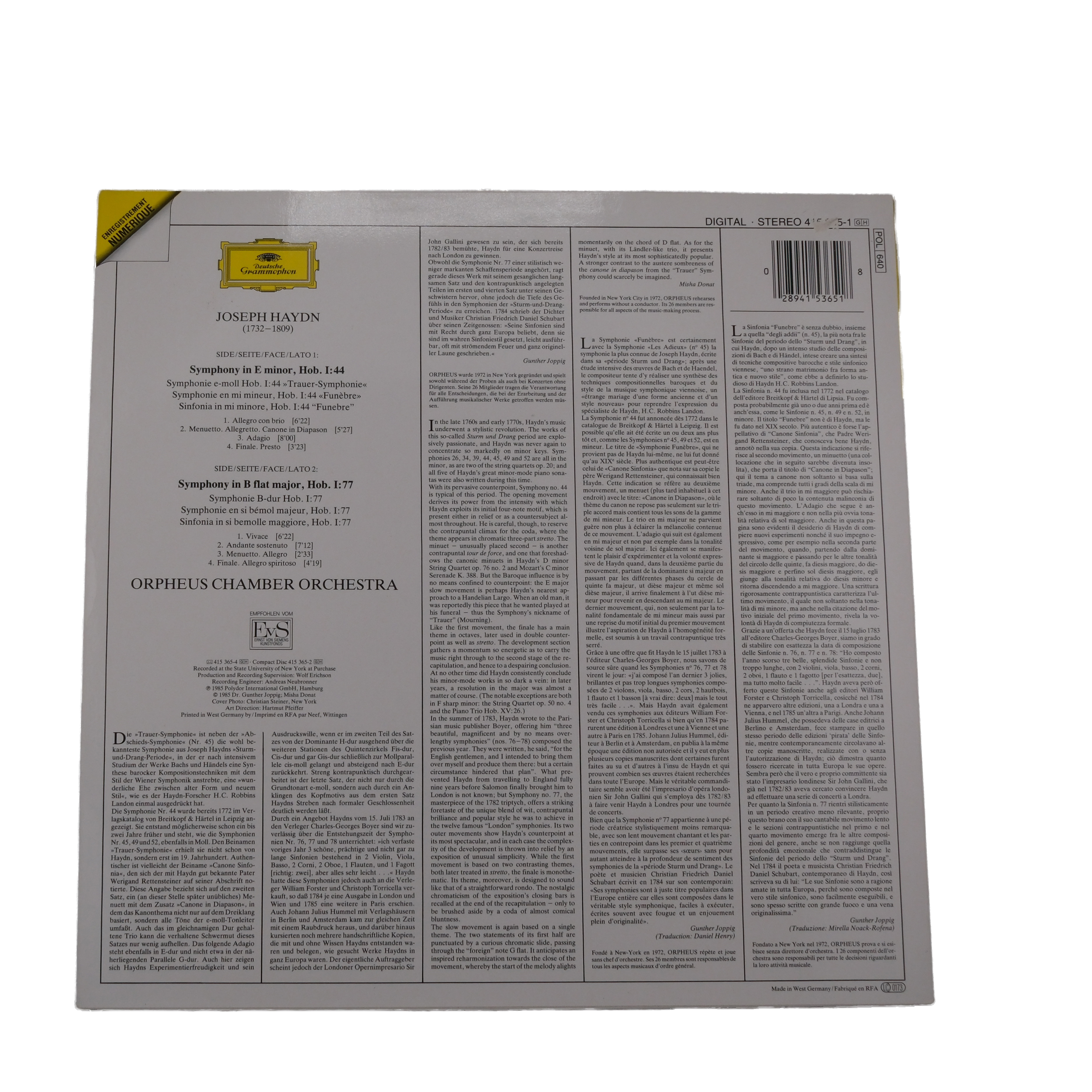 Haydn Symphony in E Minor 1985 Deutsche Grammophon – Image 2
