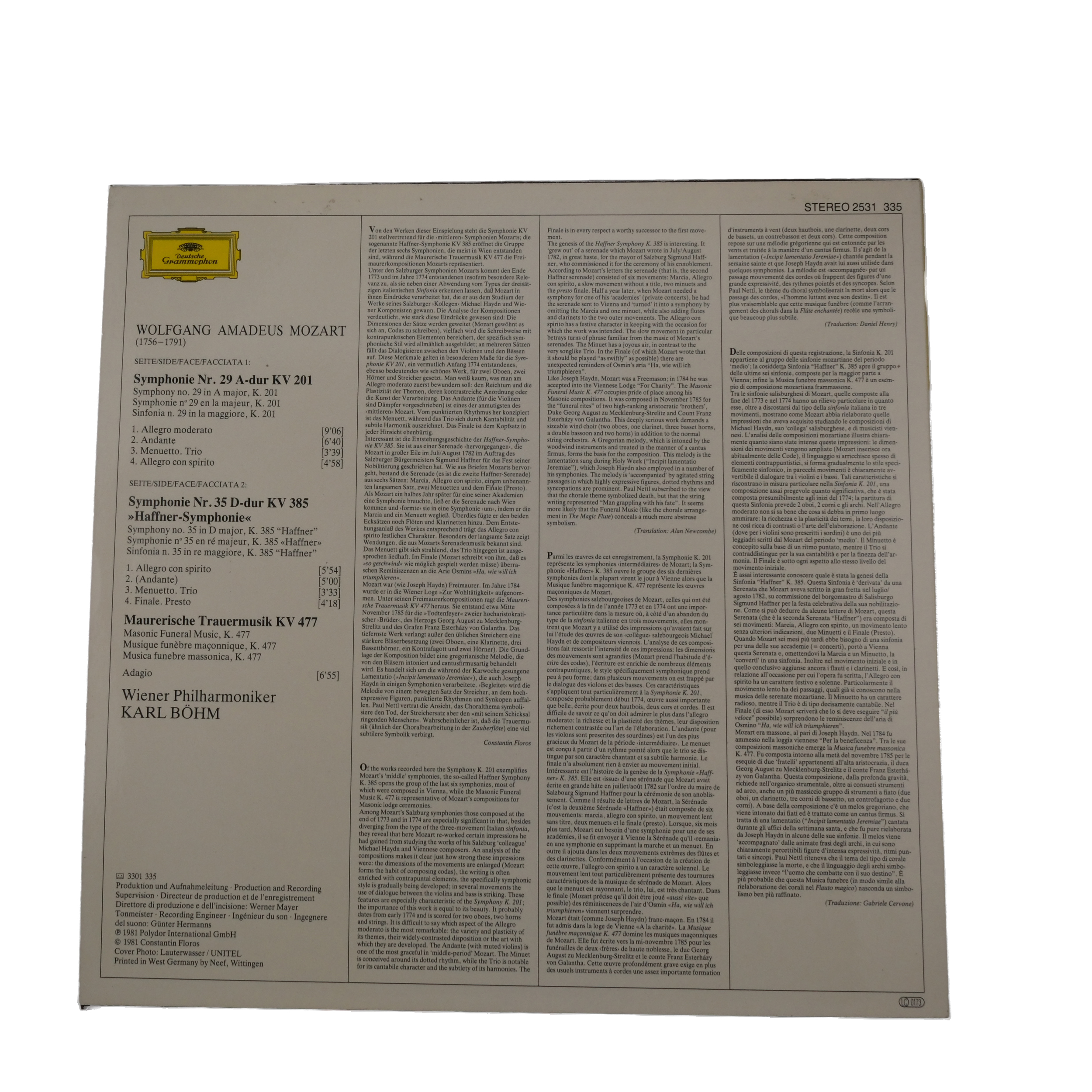 Mozart: Symphonies No.29 & No.35 | Karl Böhm 1981 – Image 2