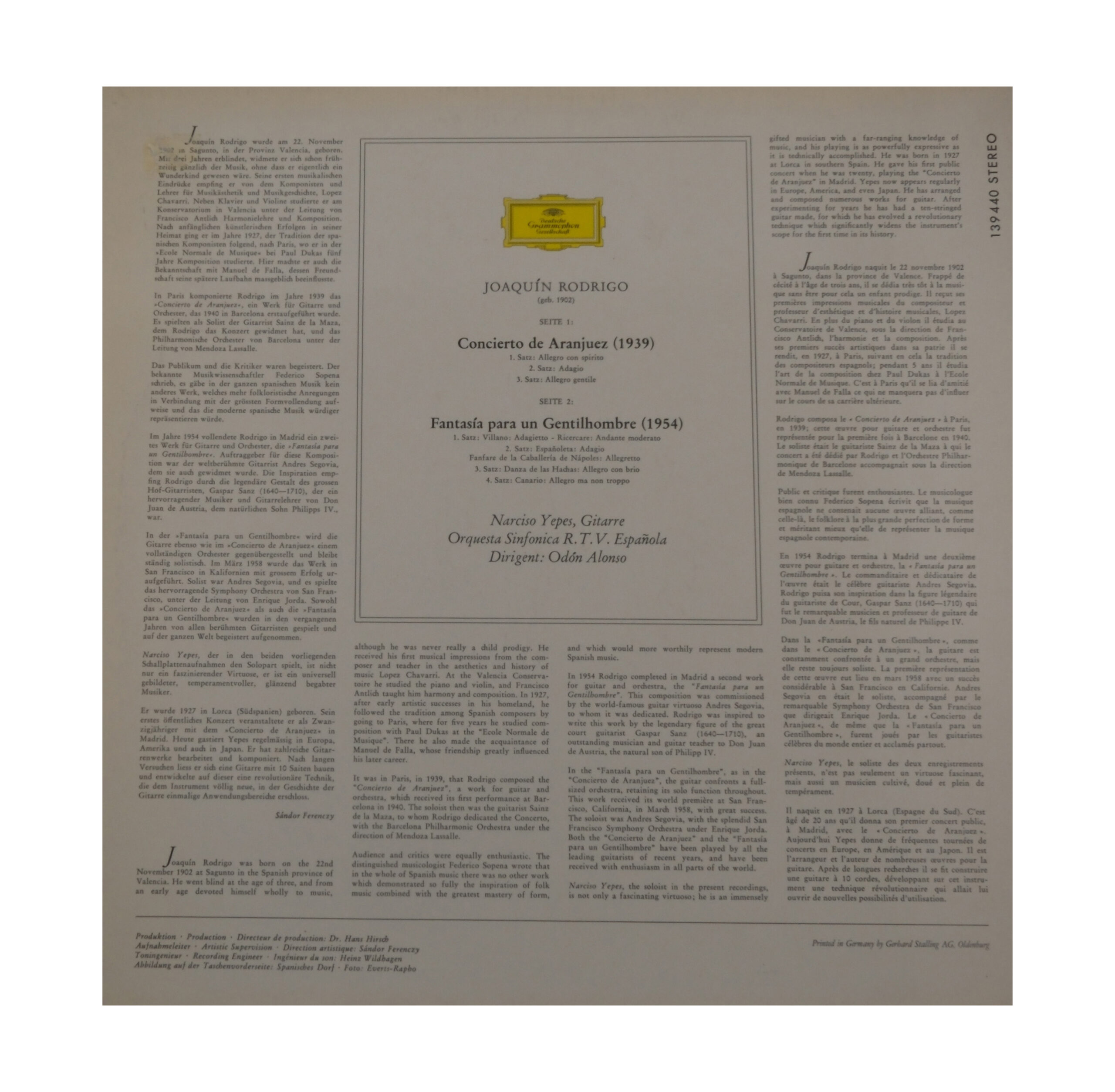 Joaquín Rodrigo: Concierto de Aranjuez, Fantasía - Narciso Yepes, 1995 – Image 2