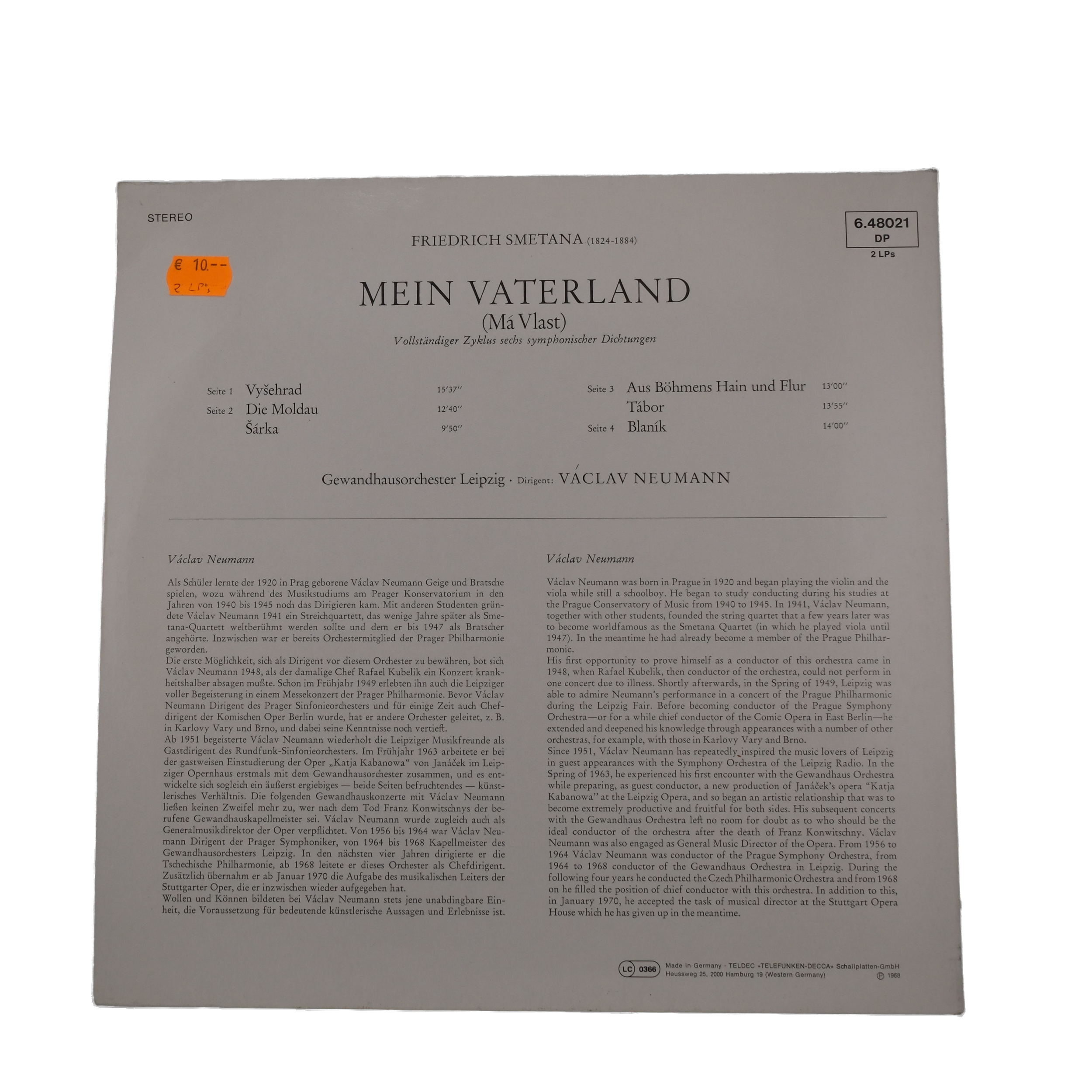 Smetana, Neumann: Mein Vaterland 1984, Gewandhausorchester – Image 2