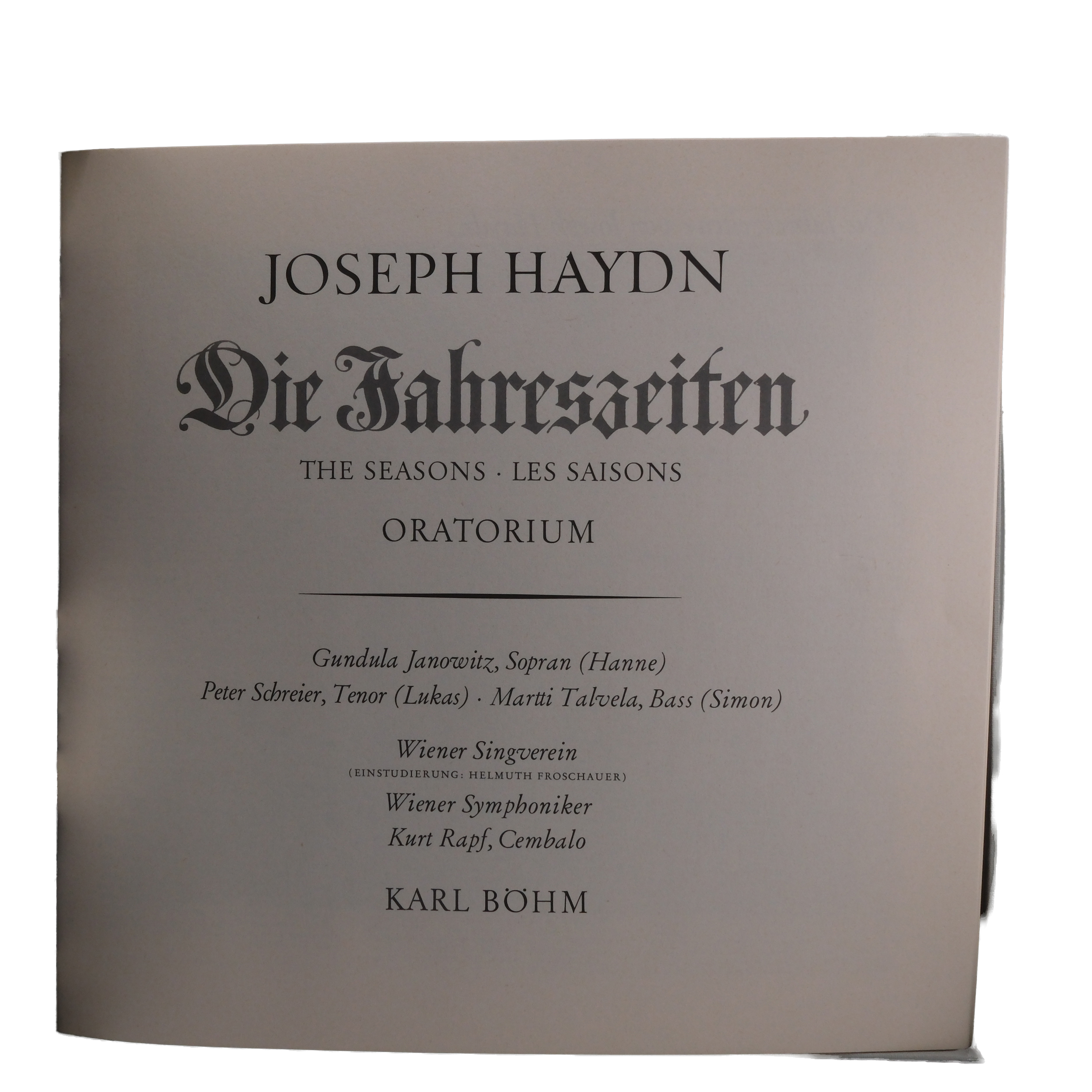 Joseph Haydn, Karl Böhm: Les Saisons (1967), Janowitz, Schreier – Image 2