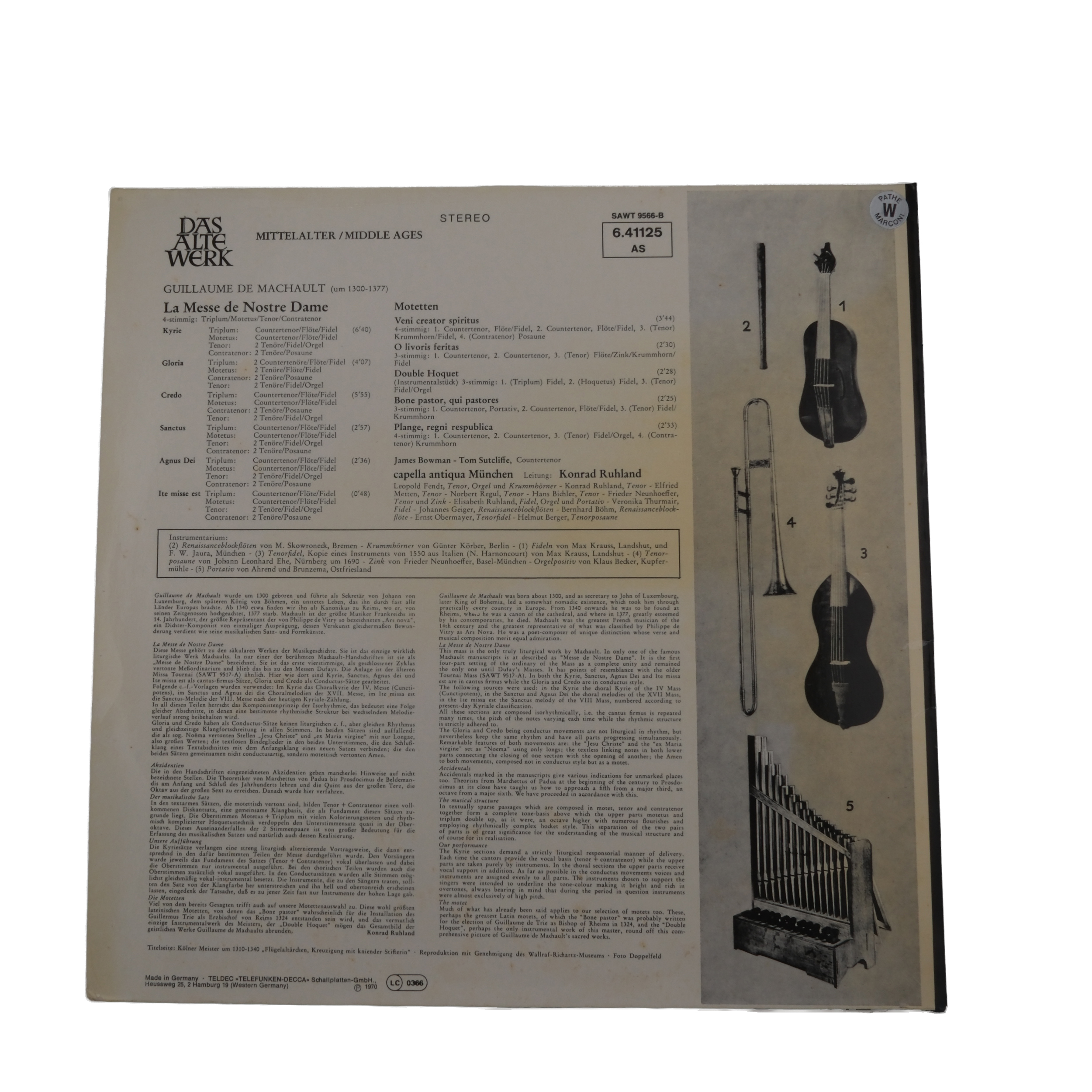 Guillaume de Machault: Messe & Motetten, Capella Antiqua, 1970 – Image 2