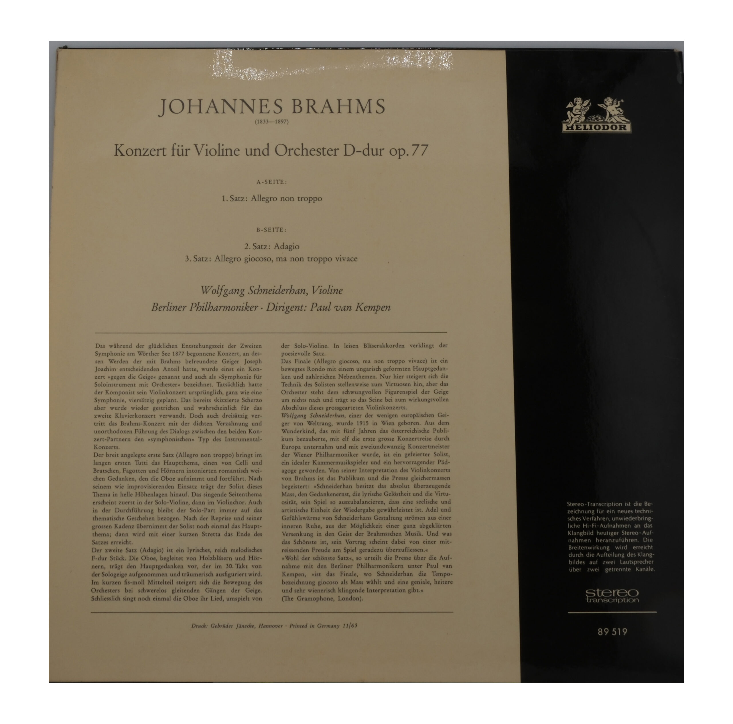 Brahms - Kempen, Schneiderhan - Conc. Violon Op. 77 (1957) – Image 2