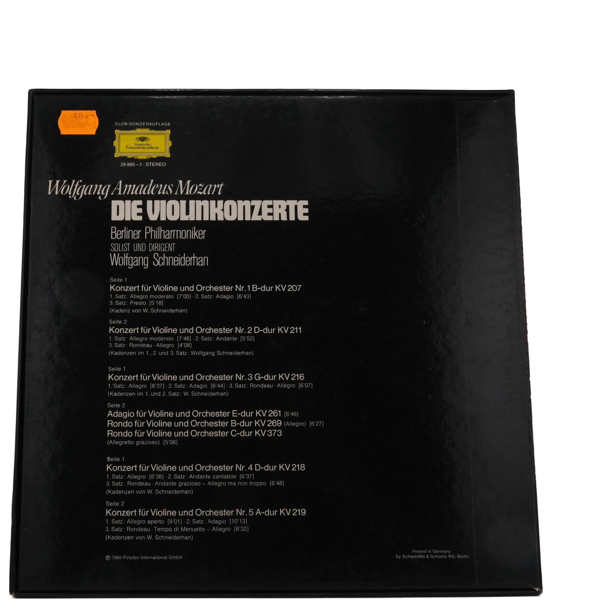Mozart, Schneiderhan, Concertos pour Violon, 1973 – Image 2