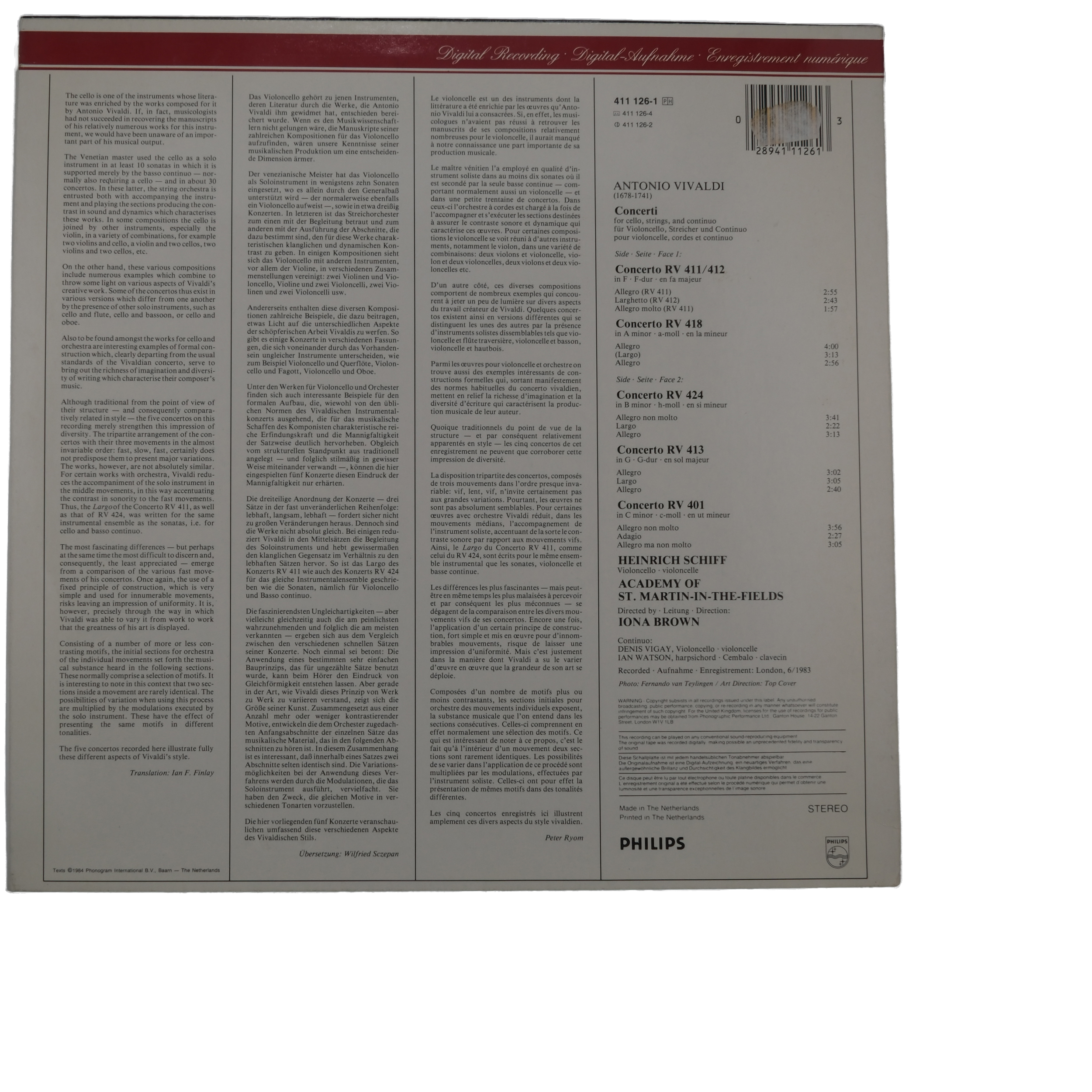 Vivaldi - Academy of St Martin - Philips, 1984 – Image 2