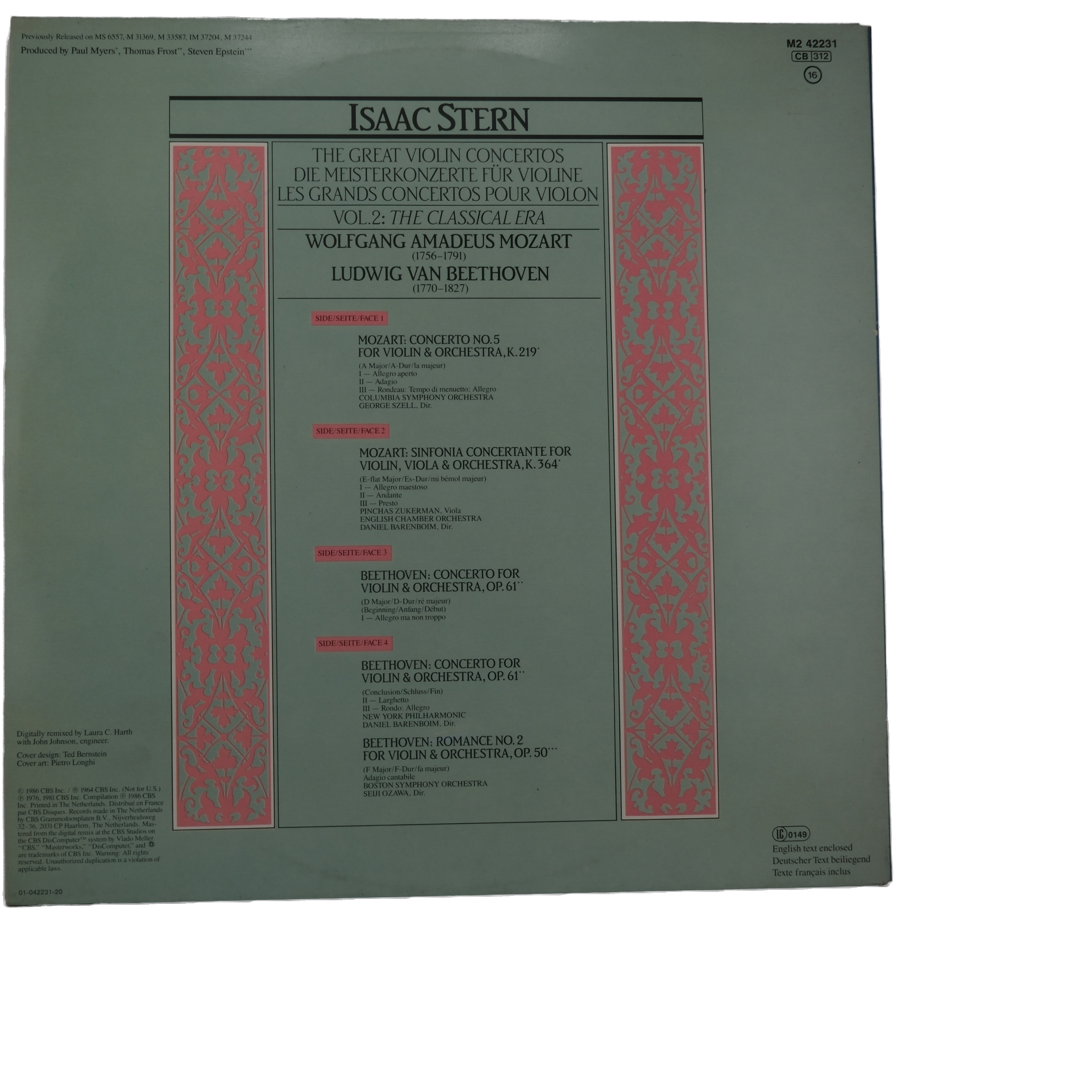 Mozart & Beethoven: Concerto Violon Stern, 1986 – Image 2