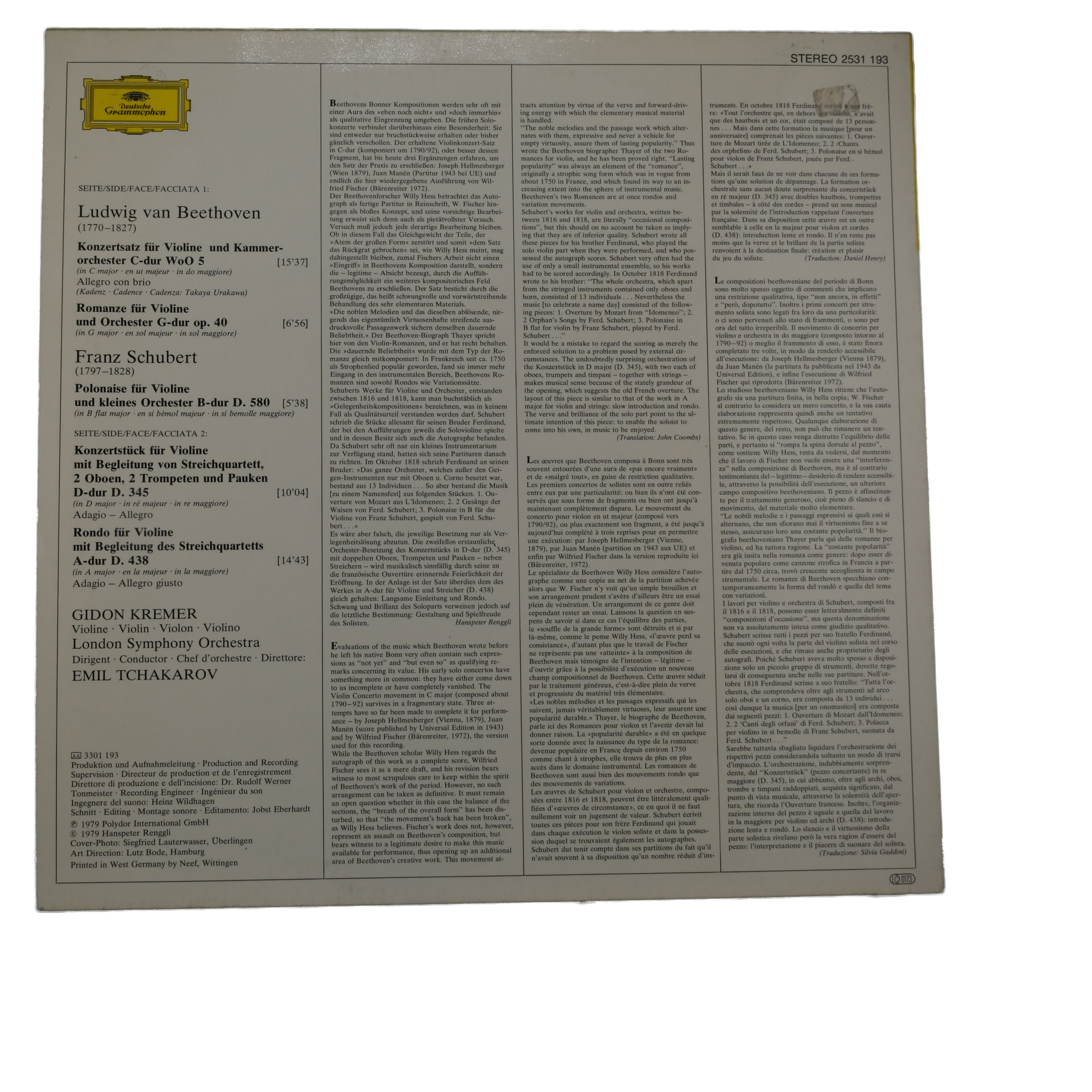 Beethoven Schubert - Emil Tchakarov : Musique pour violon 1979 – Image 2