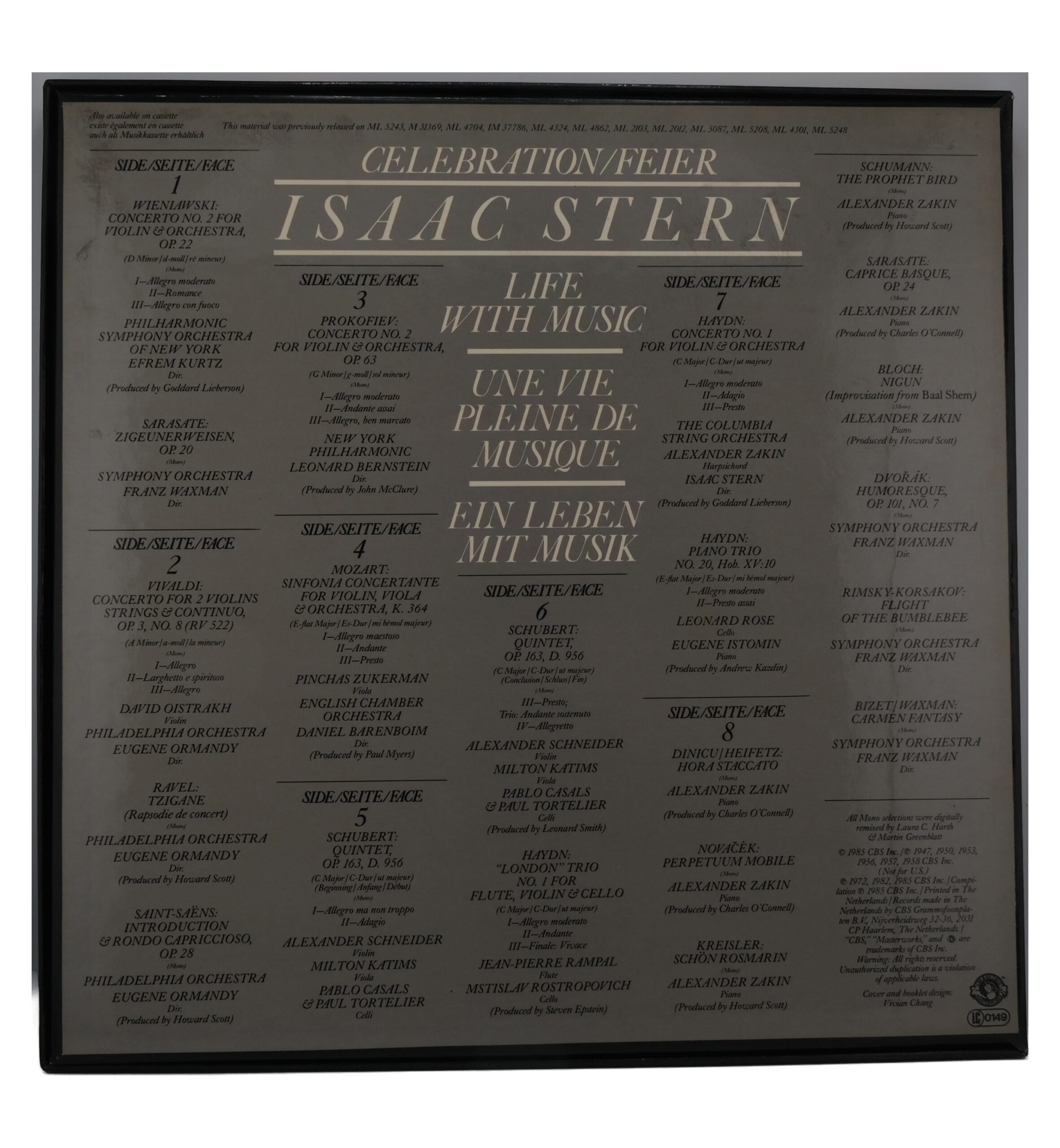 Isaac Stern : Œuvres Maîtresses - 1985 CBS Masterworks – Image 2