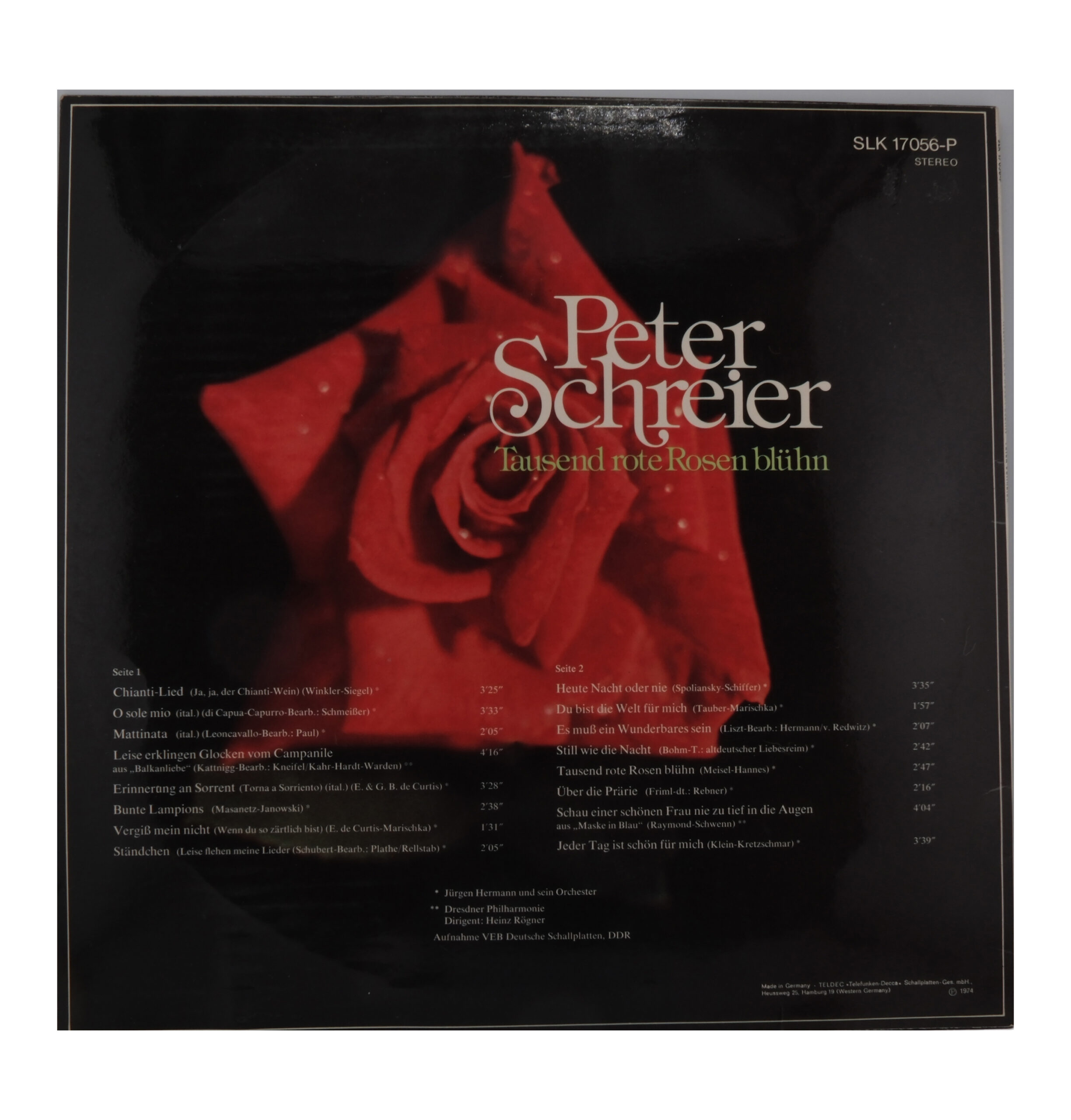 Peter Schreier - Mille Roses Rouges - Chansons Italiennes – Image 2