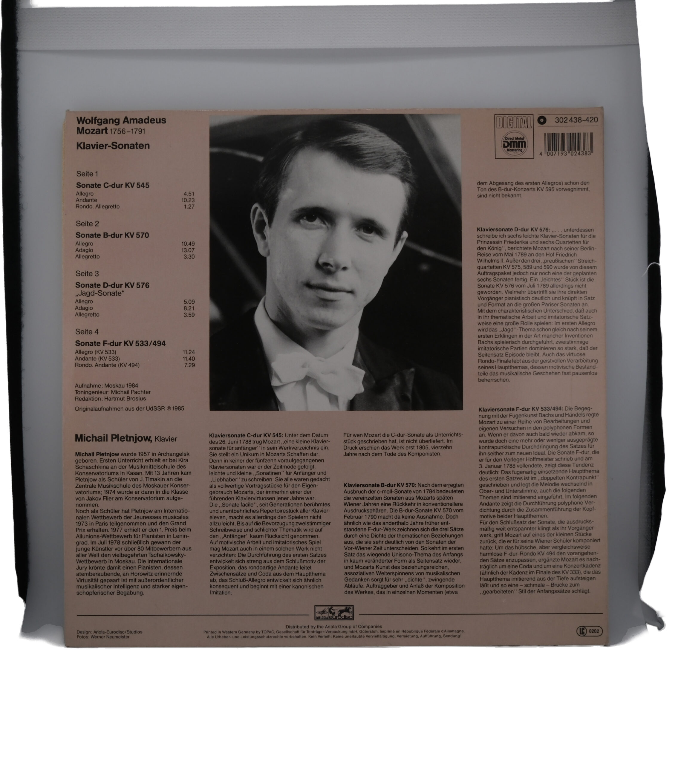 Mozart - Sonates pour Piano - 1985, Melodia-Eurodisc