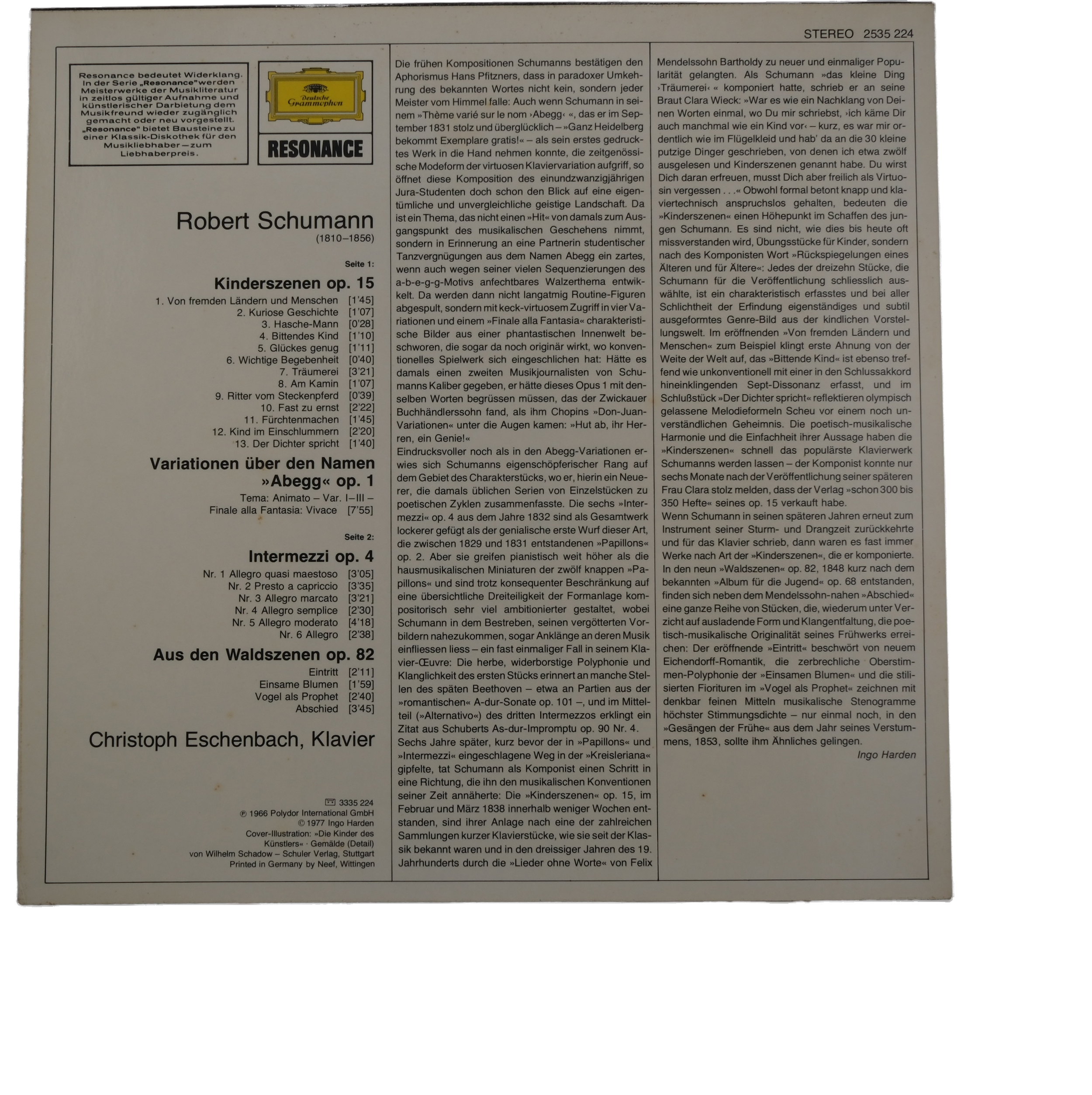 Schumann: Scènes d'enfants Eschenbach Deutsche Grammophon 1977 – Image 2