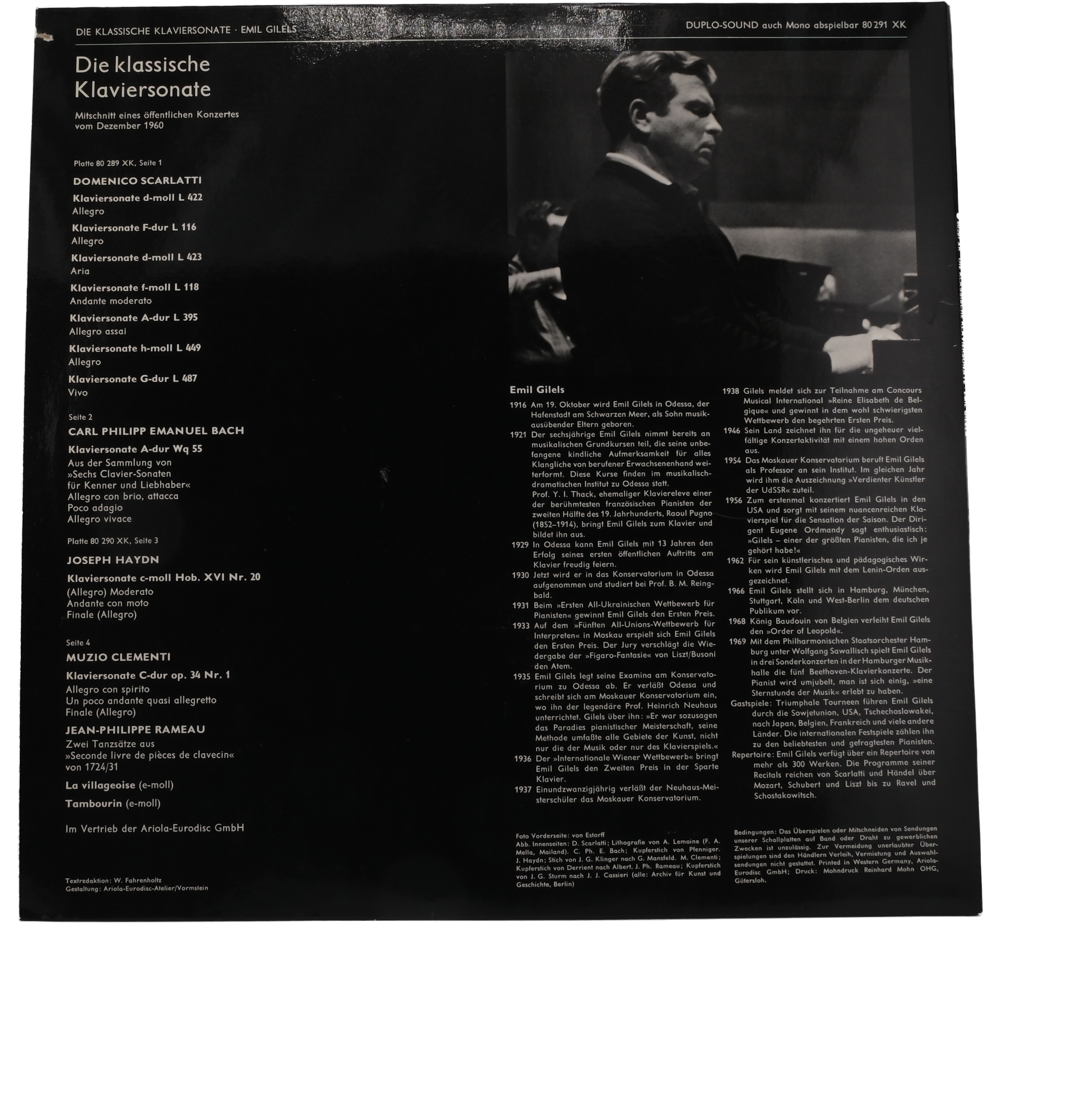 Rameau D Scarlatti C Ph E Bach Clementi und Haydn - Melodia-Eurodisc