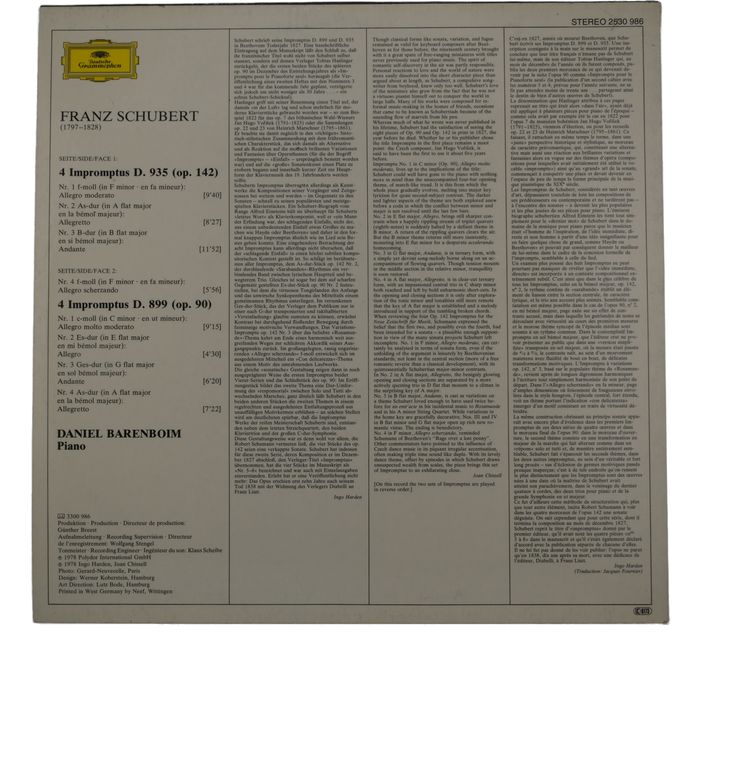 Schubert: Impromptus Daniel Barenboim, 1978 Deutsche Grammophon – Image 2