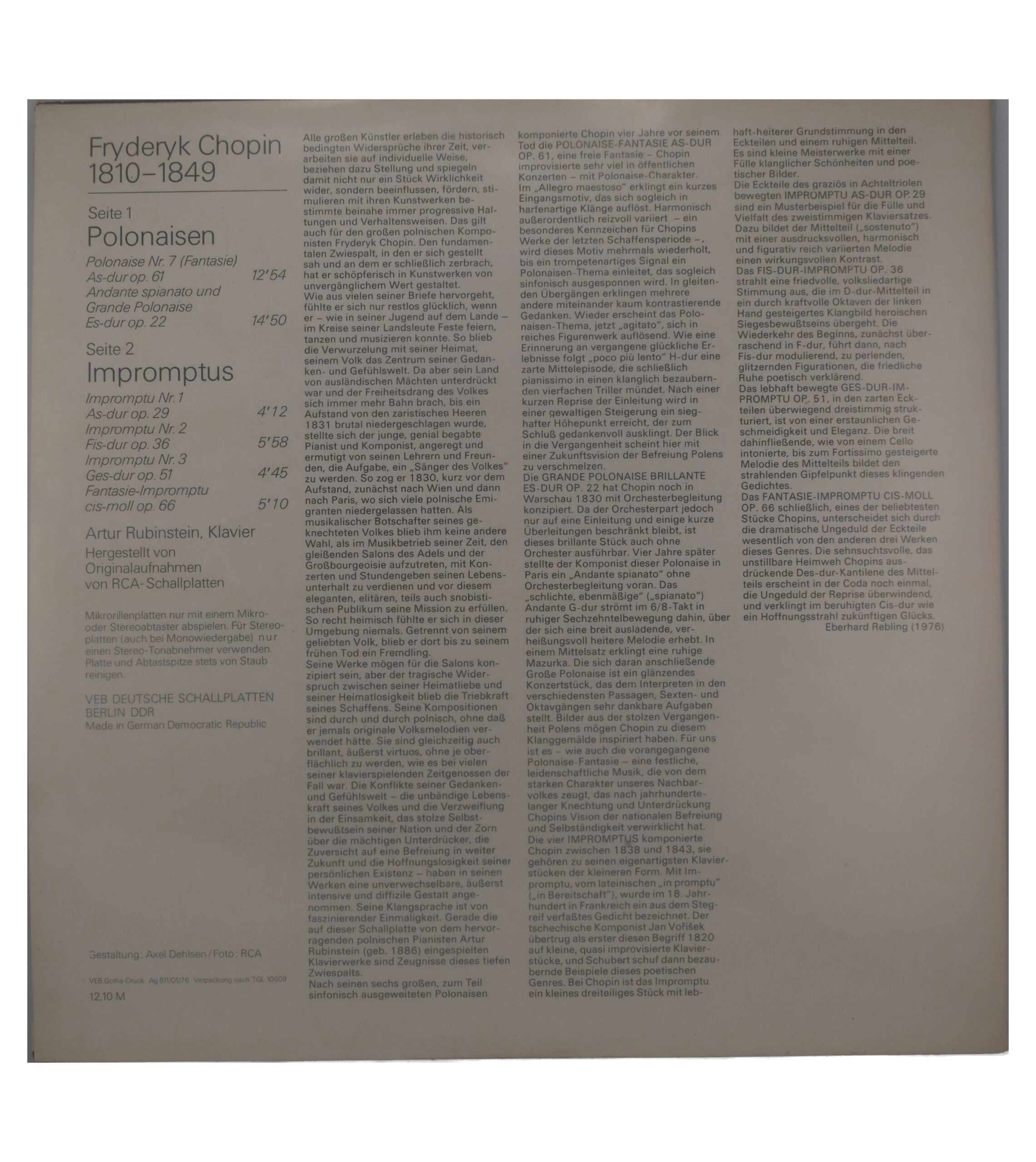 Chopin : Polonaises et Impromptus (1976) - ETERNA - Stéréo – Image 2