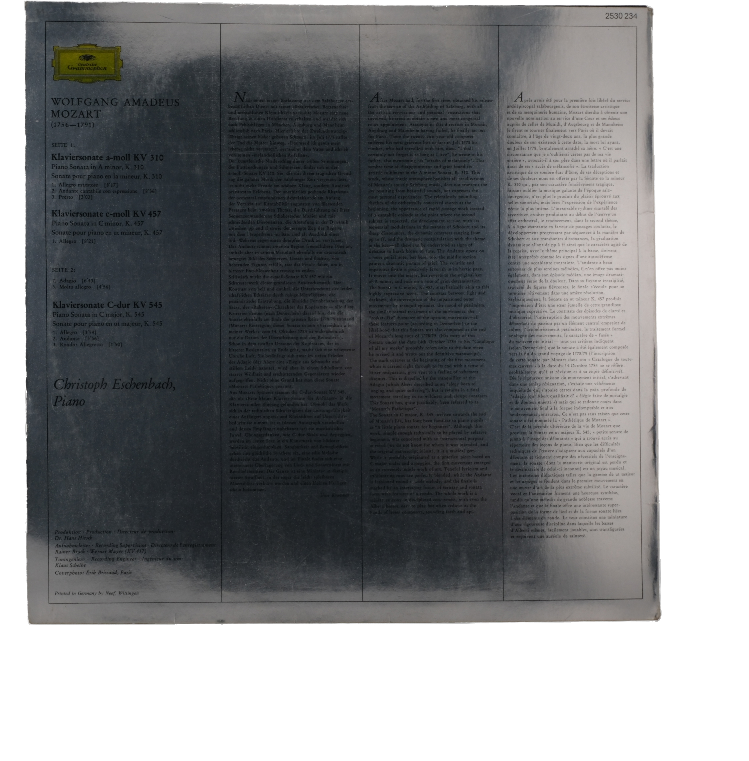 Mozart, Christoph Eschenbach - Sonates pour Piano (Mozart), 1988 – Image 2
