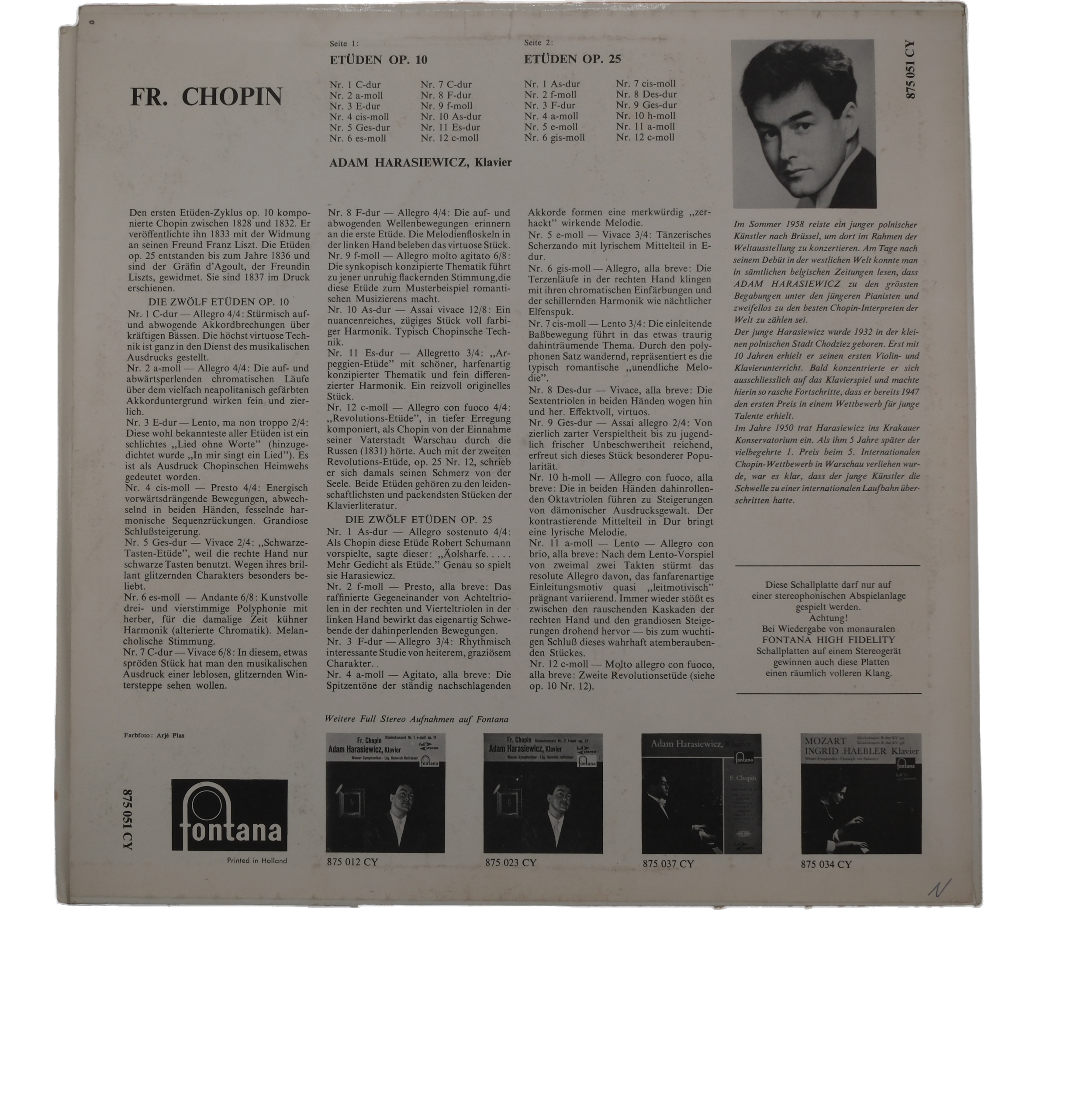 Chopin, Adam Harasiewicz, Études Op. 10 & 25, Mono
