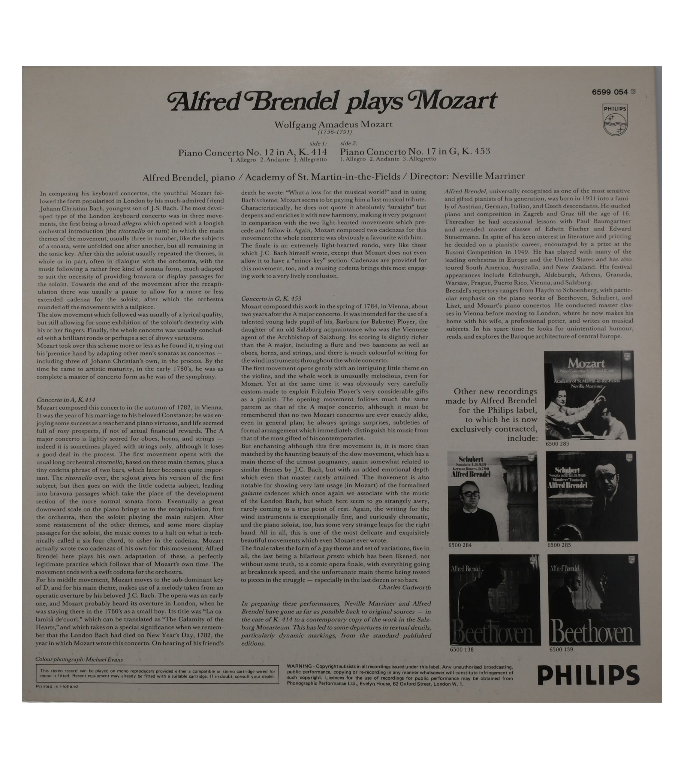 Mozart, Brendel, Concertos pour Piano K.414 & K.453, 1974 – Image 2