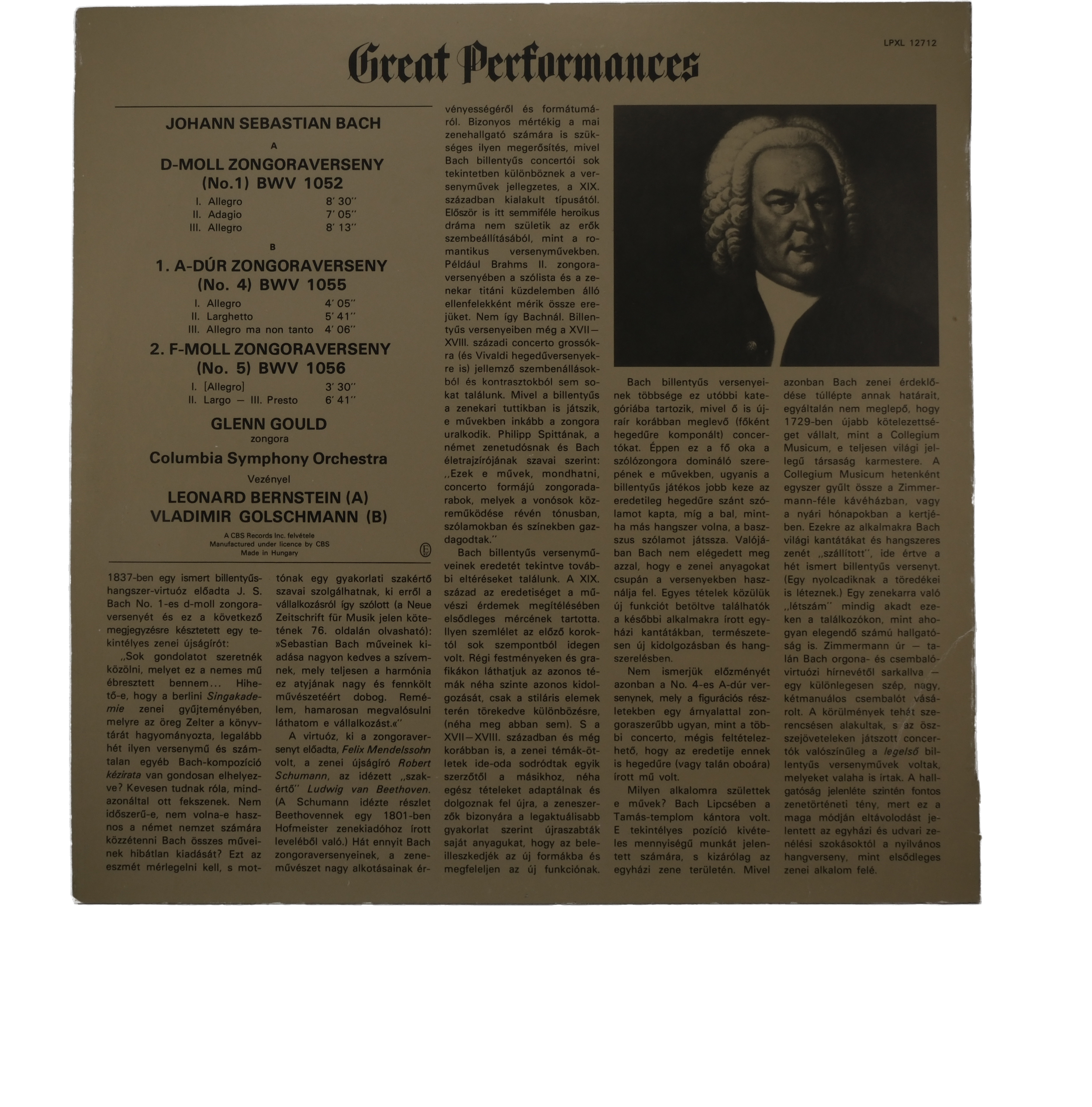 Bach, Gould, Concertos pour Clavecin, 1984 – Image 2