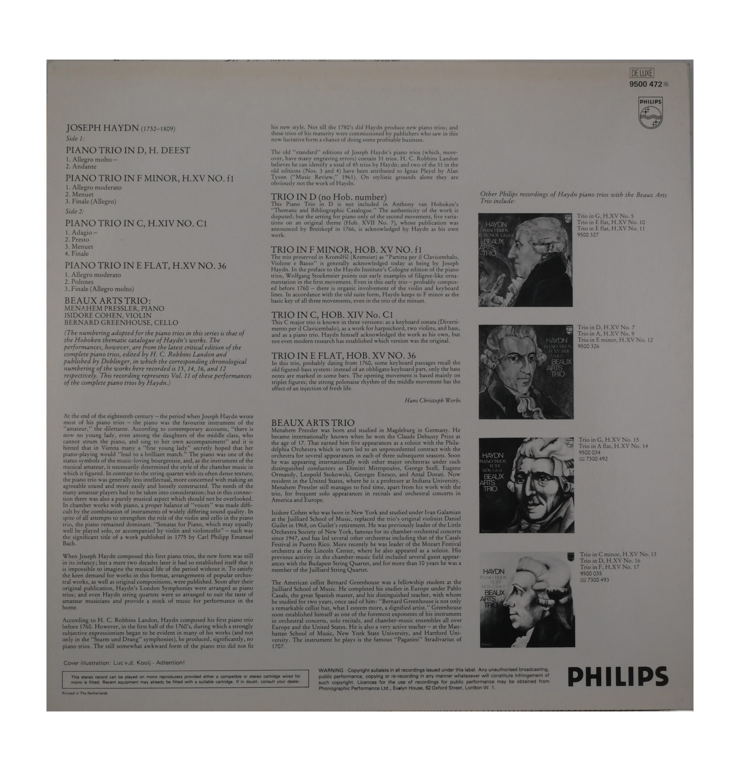 Haydn Piano Trios 1978 Stereo Philips Beaux Arts Trio – Image 2