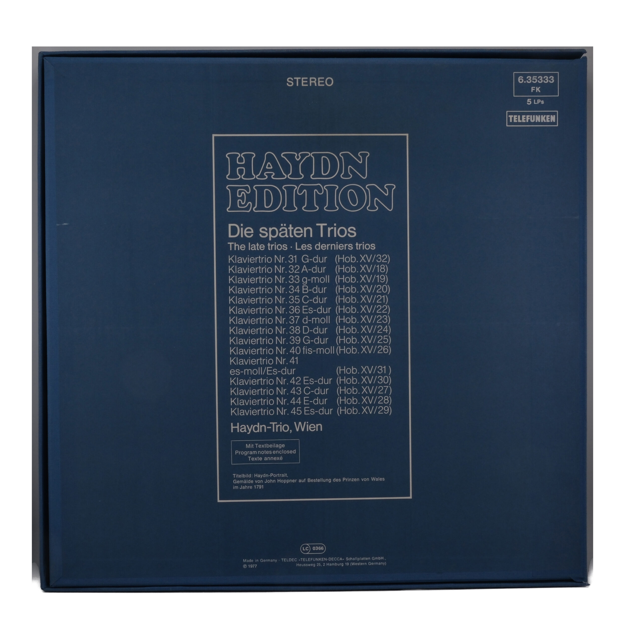 Joseph Haydn - Les Derniers Trios - 1977 - Telefunken – Image 2