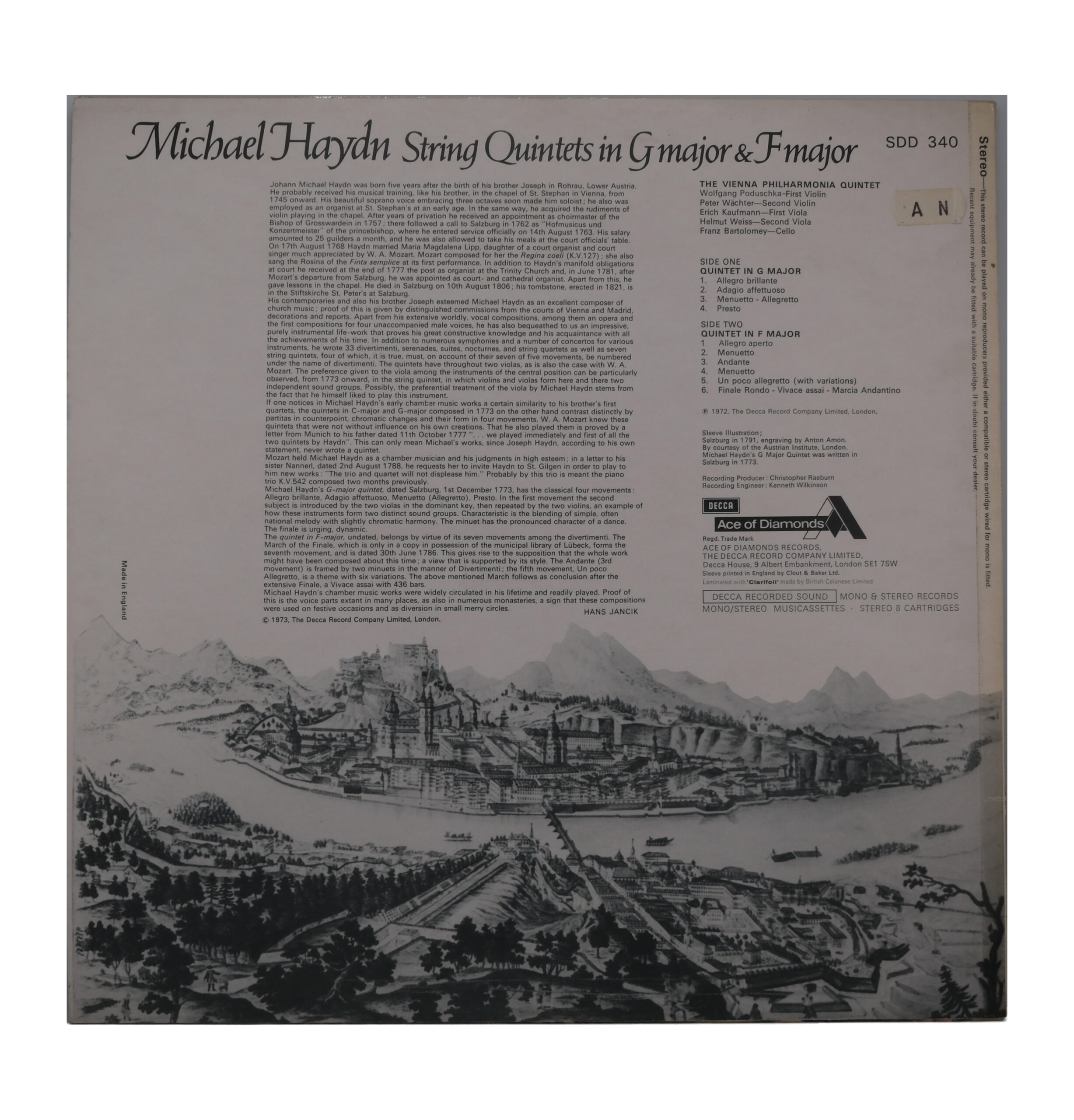 Michael Haydn Quintets 1973 Ace Of Diamonds Stereo Vinyl – Image 2