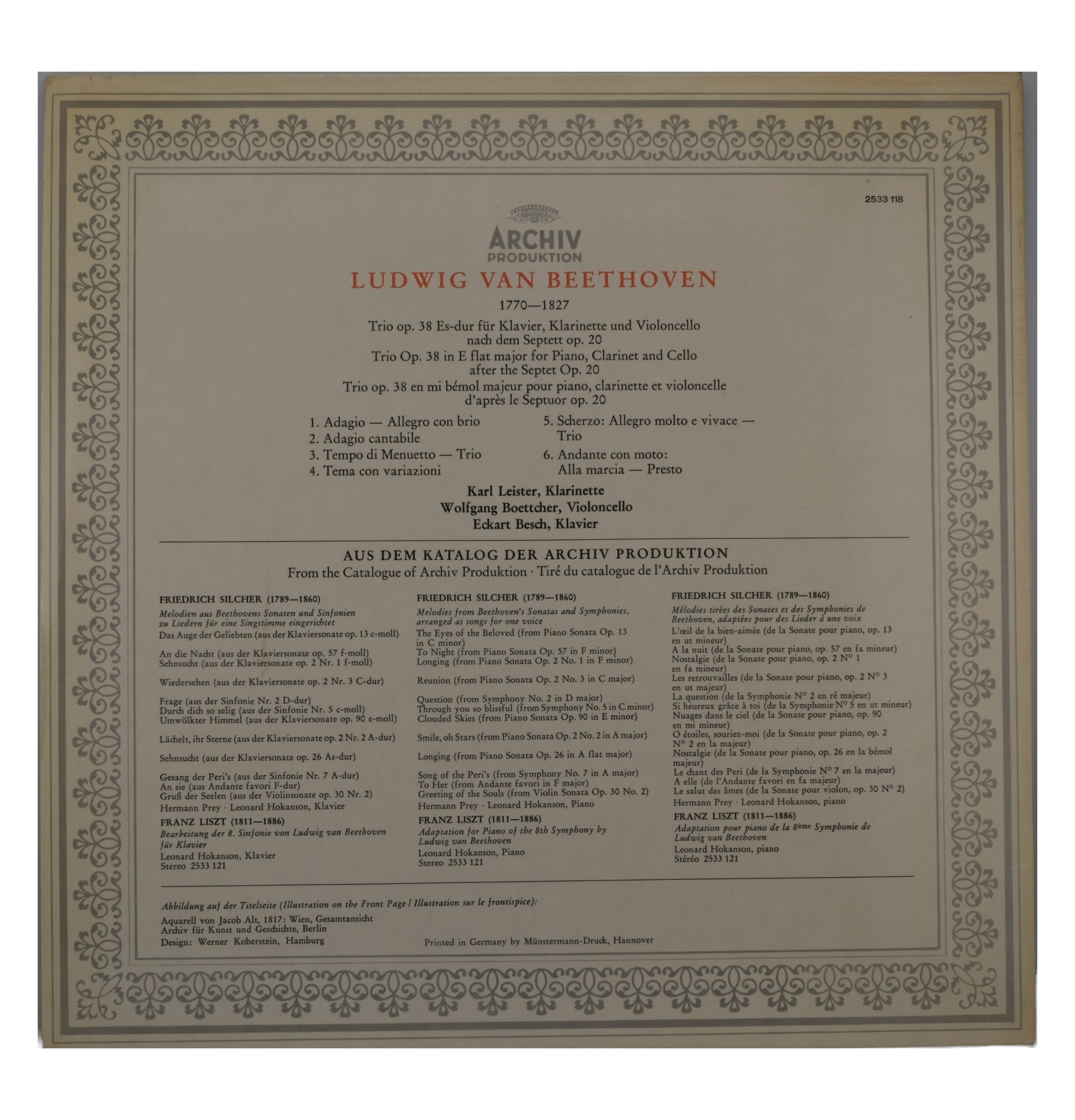 Beethoven · Leister, Boettcher, Besch · Trio op.38 · 1972 – Image 2
