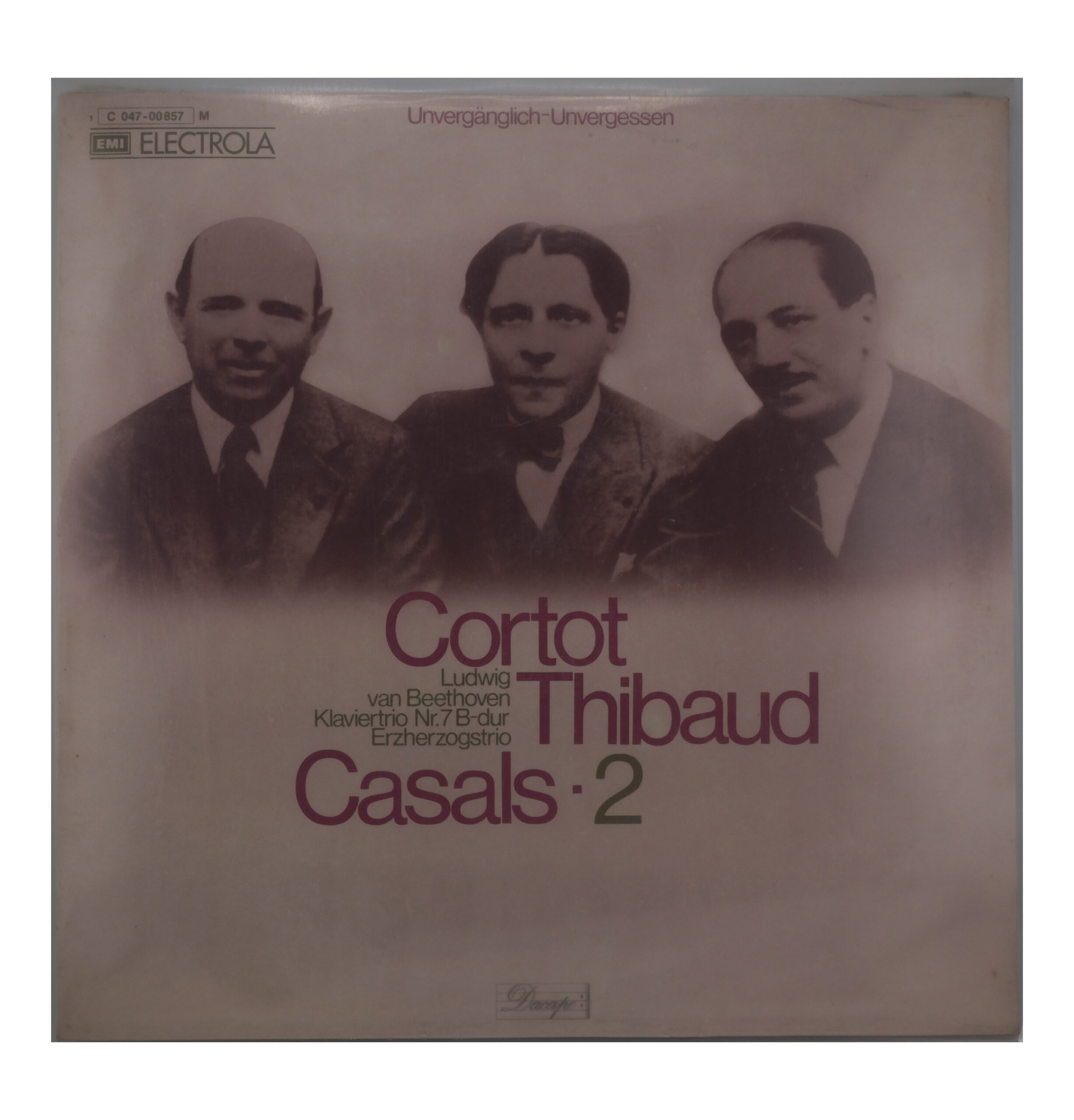 Beethoven Cortot Thibaud Casals Trio Op. 97 EMI Mono