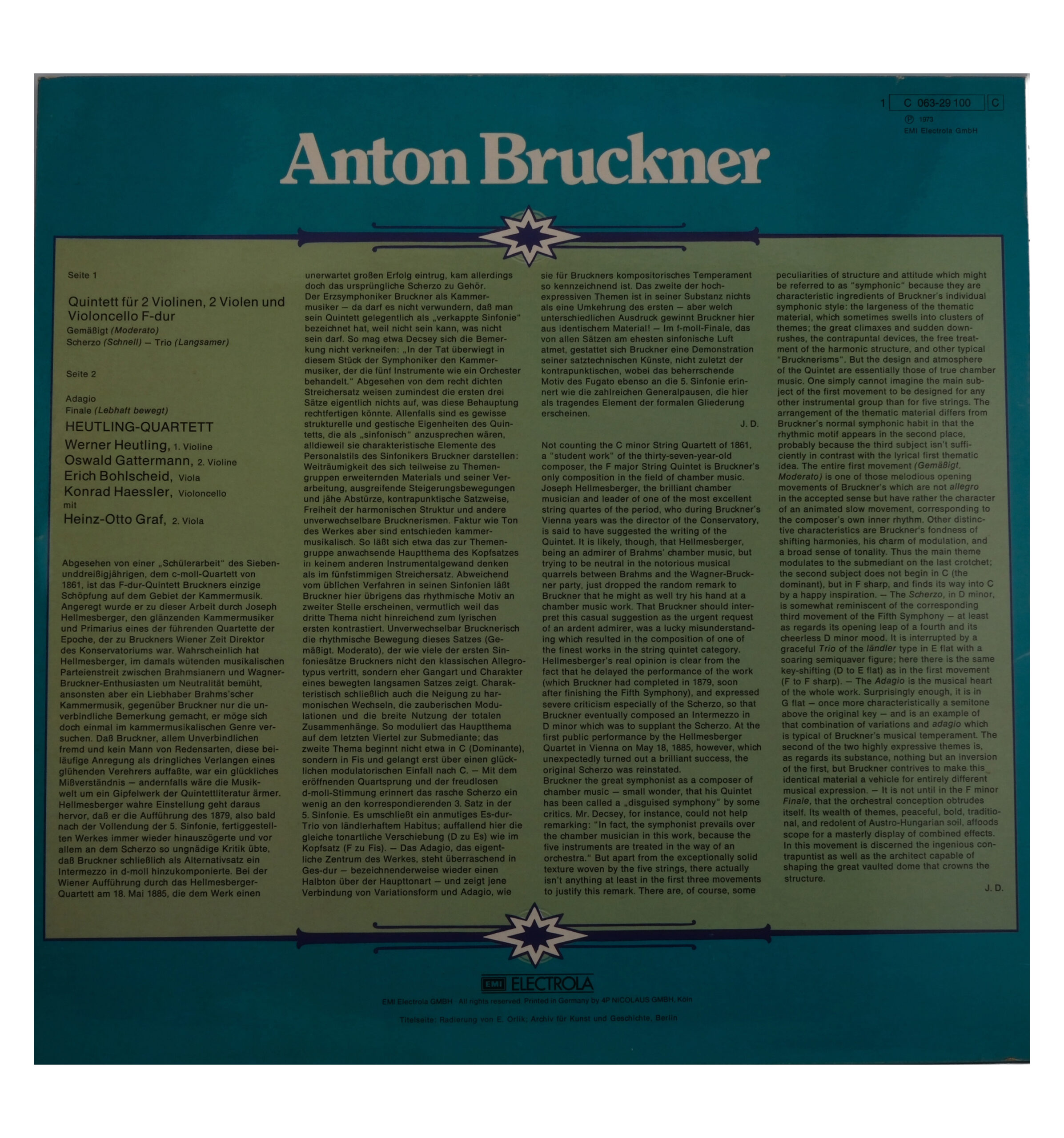 Bruckner, Heutling Quartett, Quintette F-dur 1973 – Image 2
