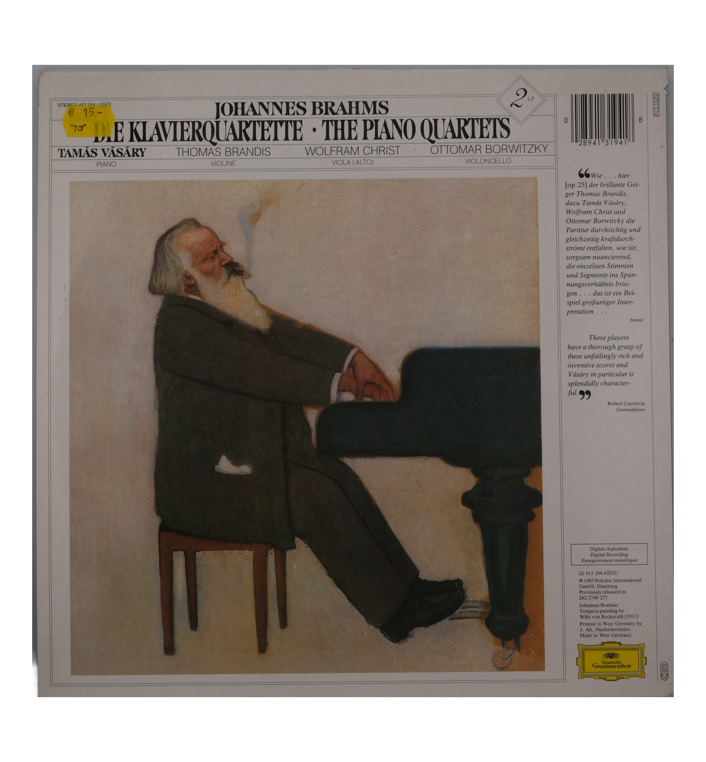 Brahms: Quatuors avec Piano - Brandis, Christ, Borwitzky, 1983