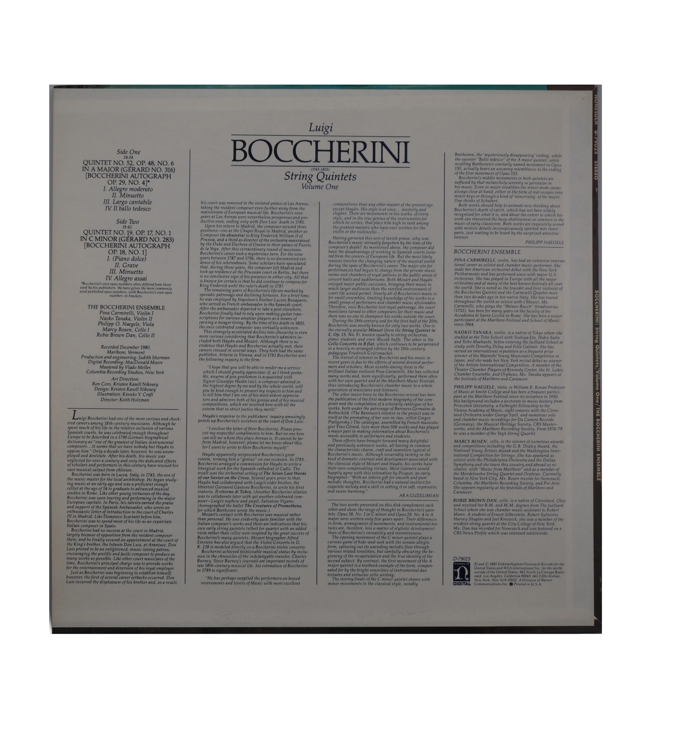 Boccherini Quintets Nonesuch 1982 The Boccherini Ensemble – Image 2
