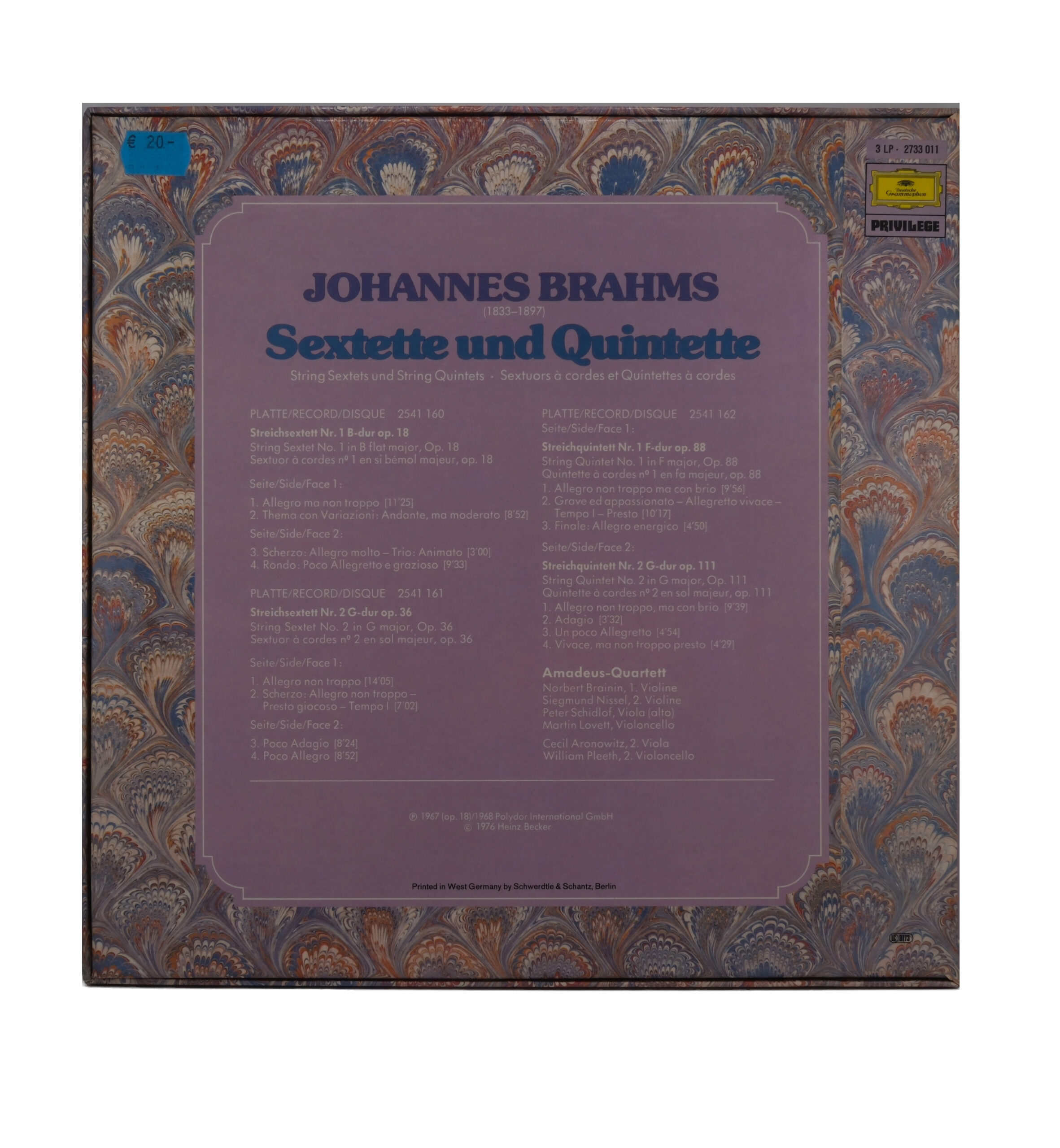 Brahms: Sextuors et Quintettes à Cordes - Amadeus Quartett – Image 2