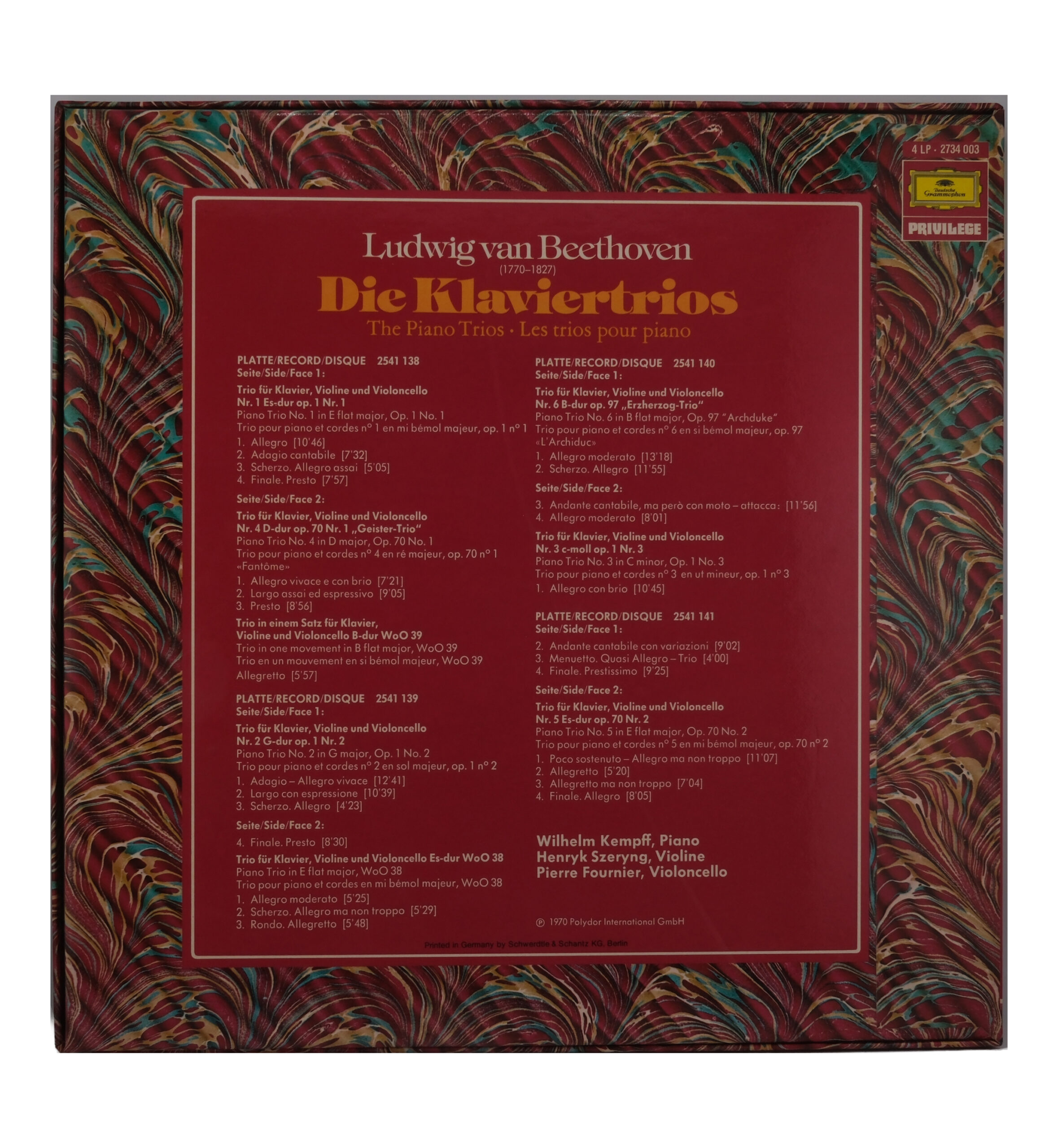 Beethoven Kempff Szeryng Fournier Trios pour Piano 1977 – Image 2