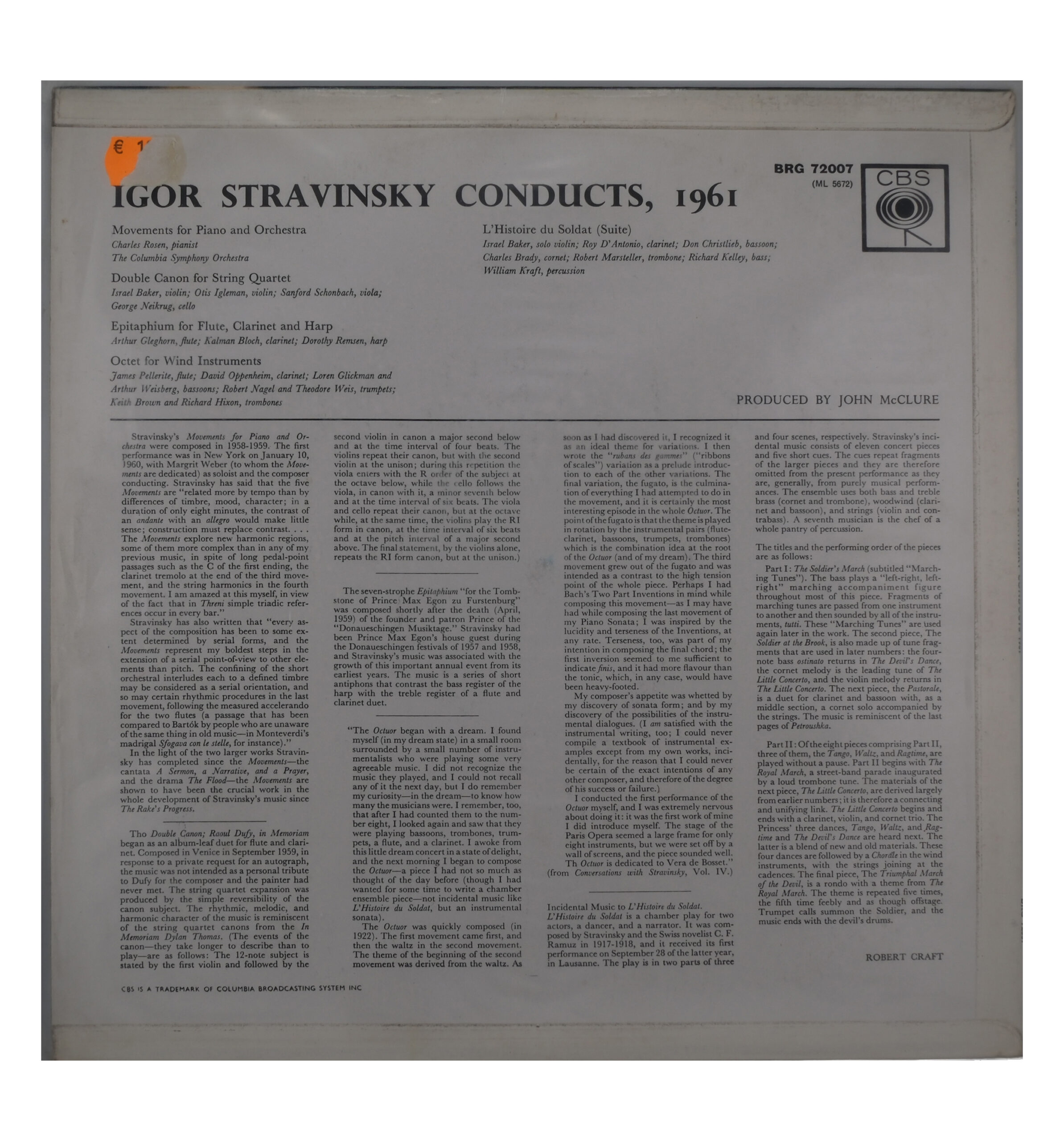 Igor Stravinsky Movements 1962 CBS The Columbia Symphony Orchestra – Image 2