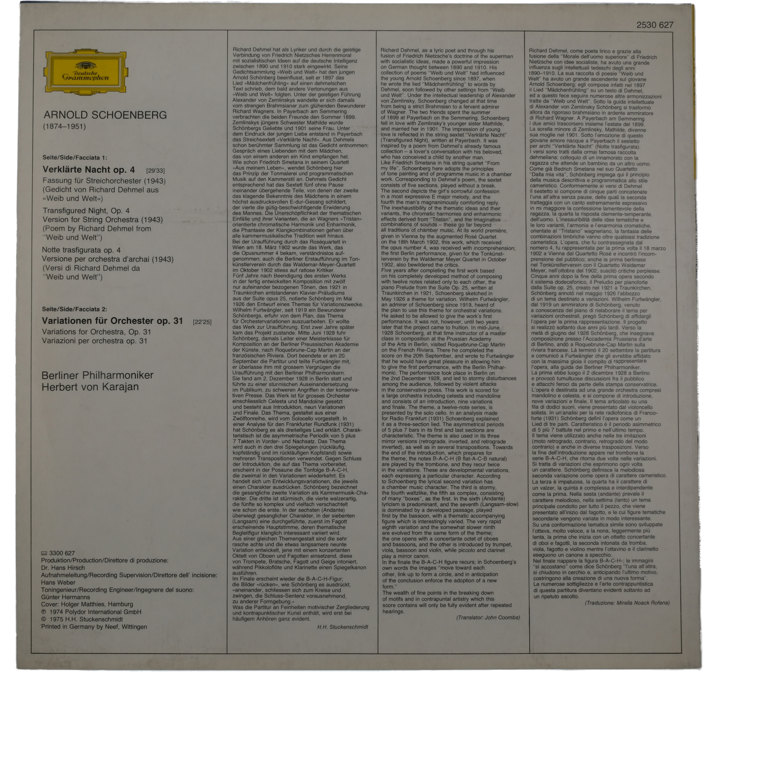 Schoenberg: La Nuit Transfigurée, von Karajan, 1975 – Image 2