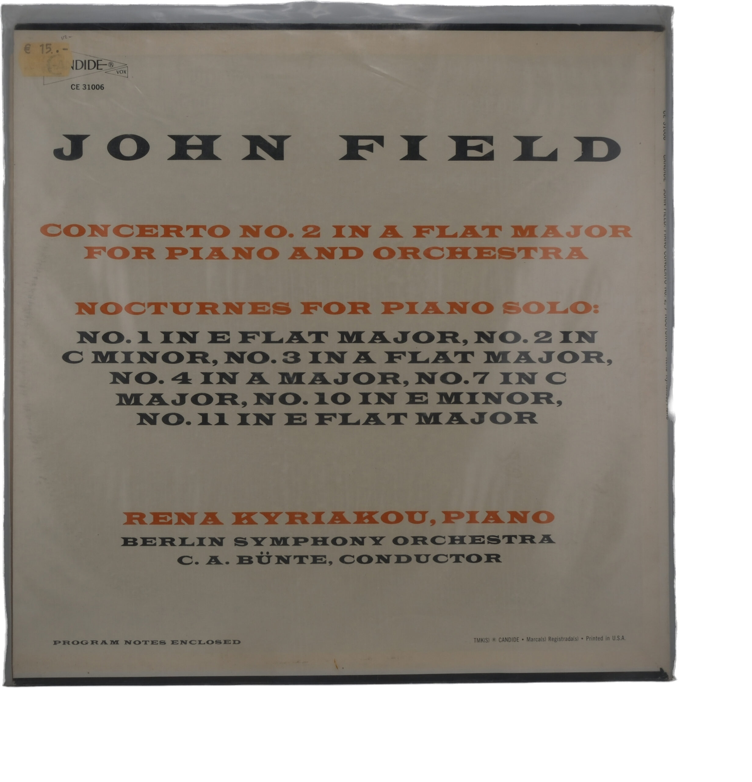 John Field: Concerto & Nocturnes, 1968, Candide